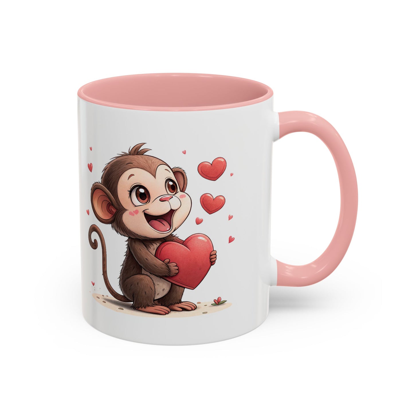 Cute Monkey Love Coffee Mug, Valentine's Gift, Animal Lover's Mug, Heartfelt Coffee Cup, Fun Kitchen Decor