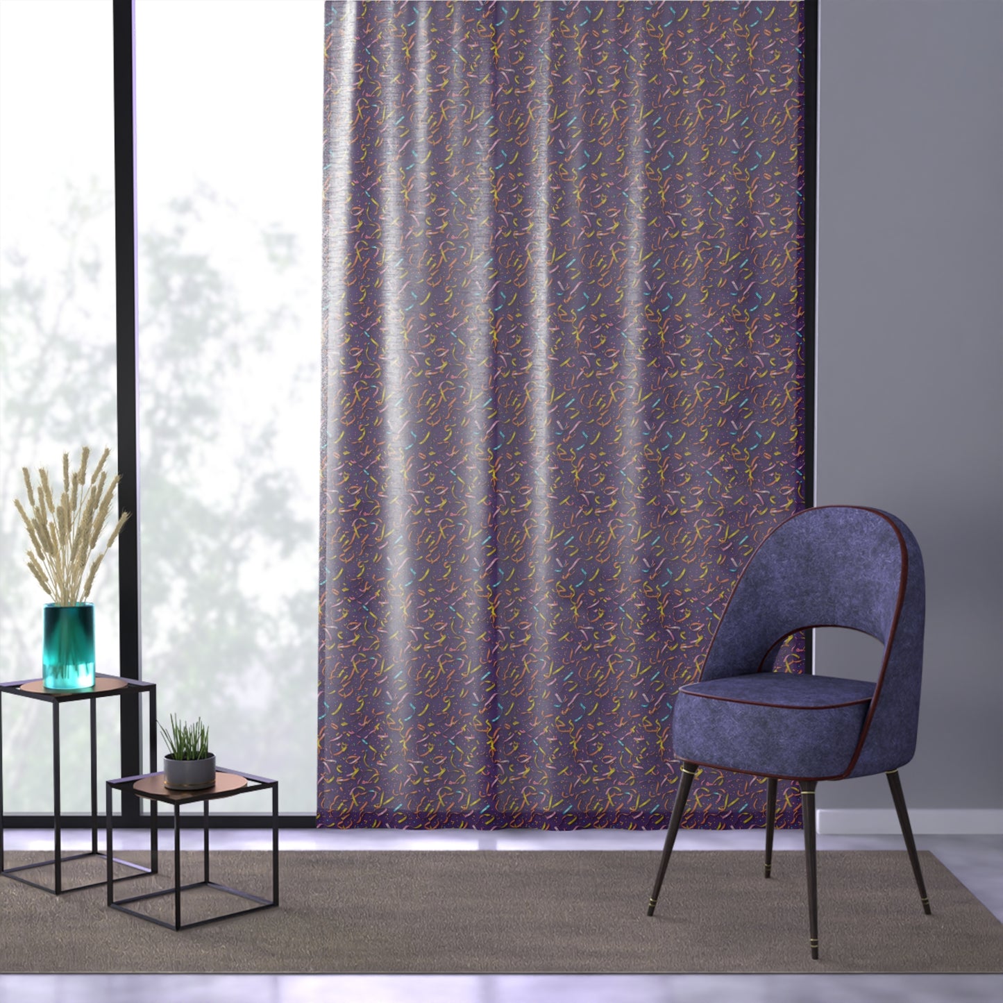 Vibrant Floral Window Curtain - Boho Home Decor, Sheer Drapes, Living Room Accent, Bedroom Privacy, Spring Aesthetic