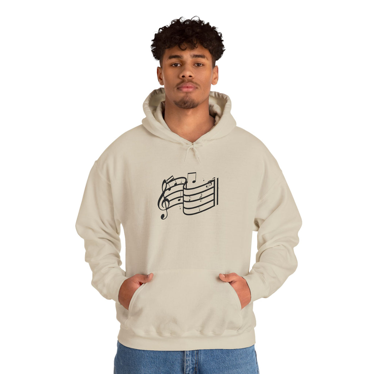Music Notes Hoodie — Minimal Sheet Music Design