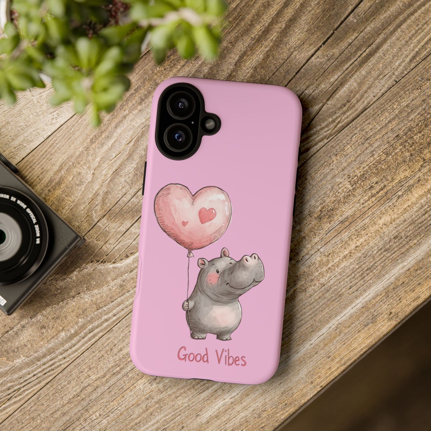 Cute Hippo Phone Case | Good Vibes, Gift for Friends, Cute Phone Accessories, Animal Lover Gift, Happy Phone Cover