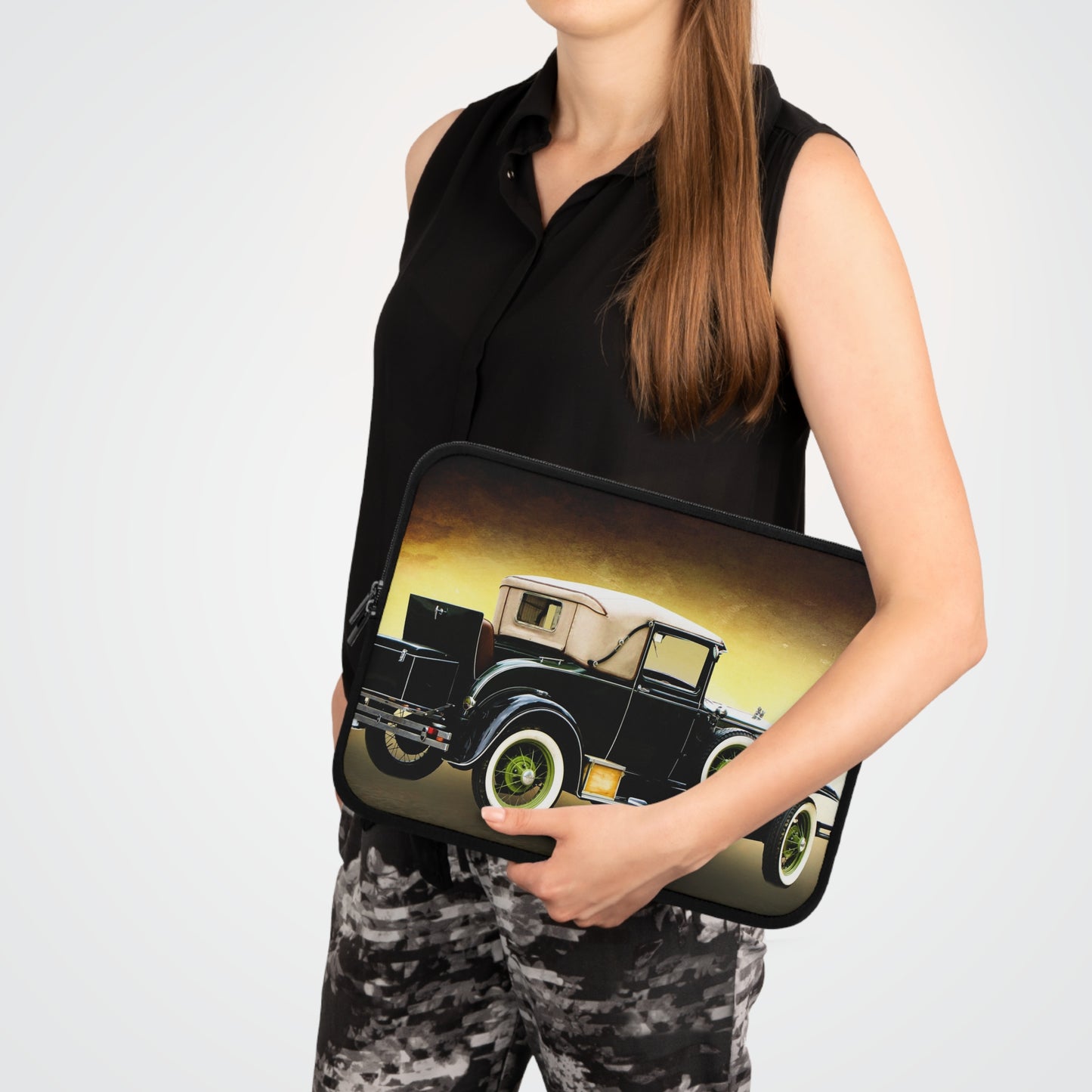 Vintage Car Laptop Sleeve - Perfect Gift for Auto Enthusiasts, Tech Accessories, Travel Essentials, Back to School
