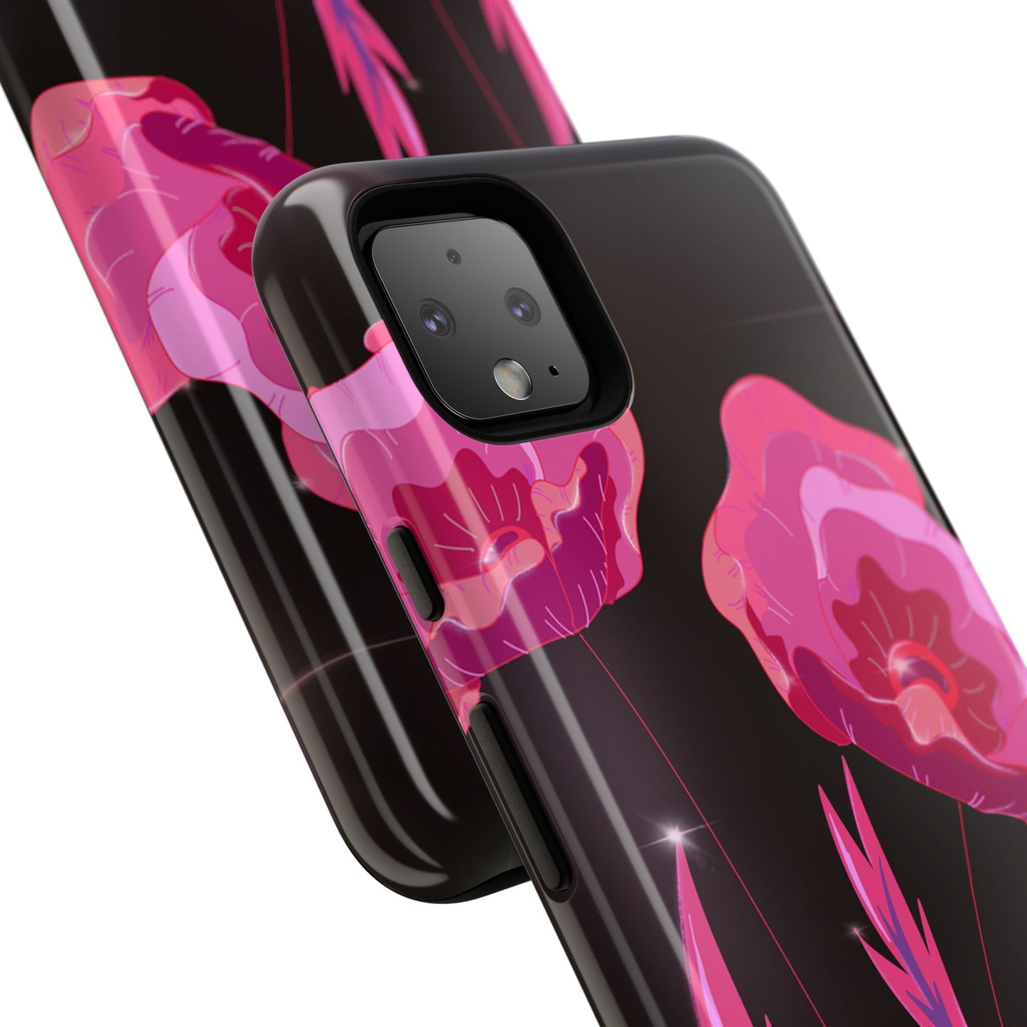 Floral iPhone Case | Tough Cases with Pink Poppy Design, Elegant Flower Phone Cover, Gift for Her, Spring Accessories, Chic Tech