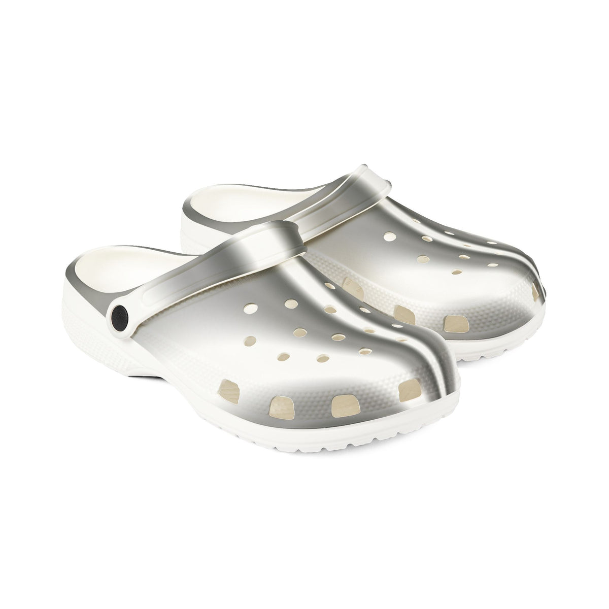 Metallic Silver EVA Clogs — Lightweight Foam Garden & Water Shoes