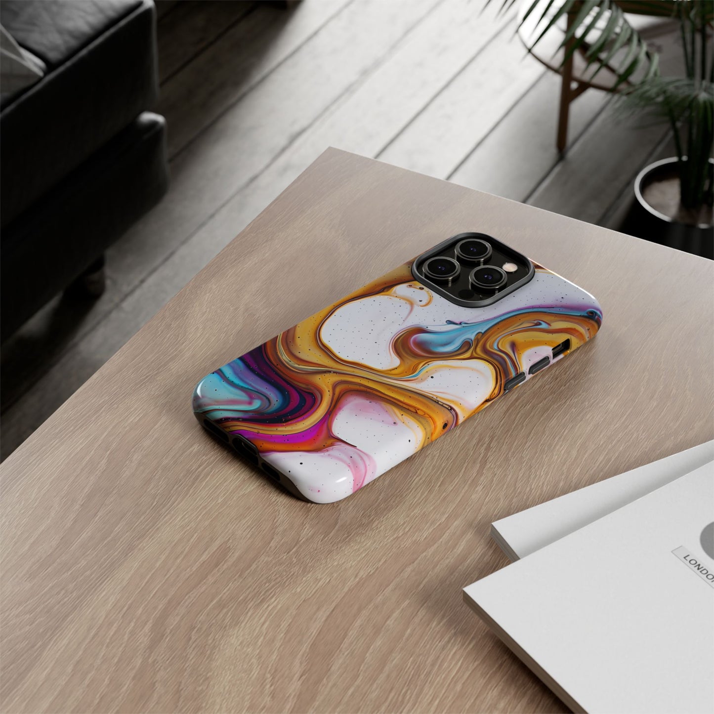 Artistic Phone Case, Tough Cases with Colorful Marble Design