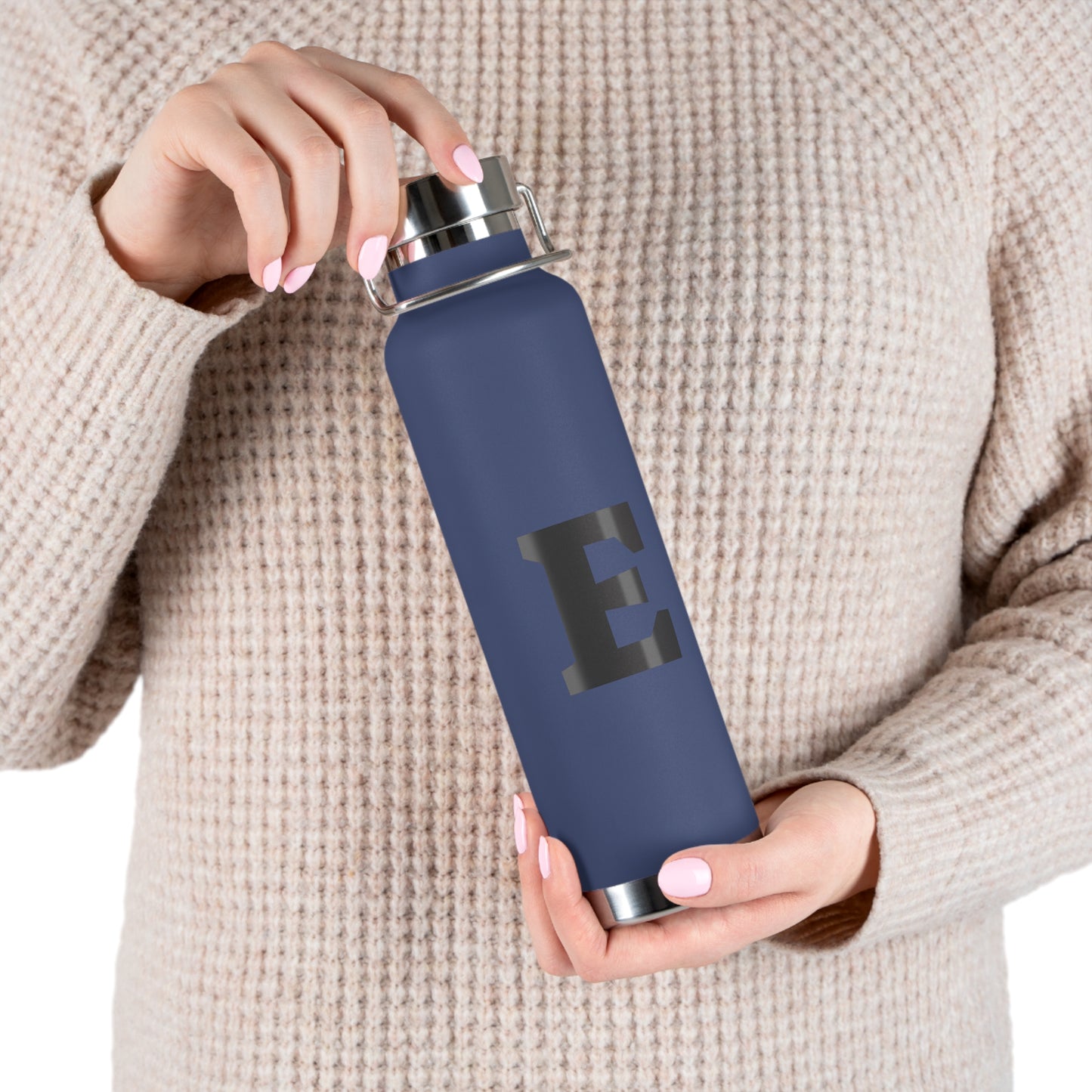 Personalized Copper Insulated Water Bottle, 22oz - "E" Custom Monogram