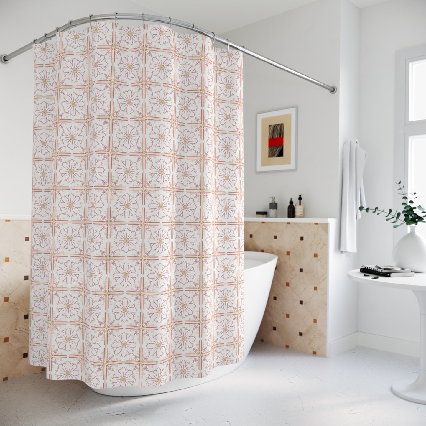 Elegant Floral Shower Curtain – Boho Bathroom Decor, Unique Gift for Home, Wedding Registry, Modern Rustic Style