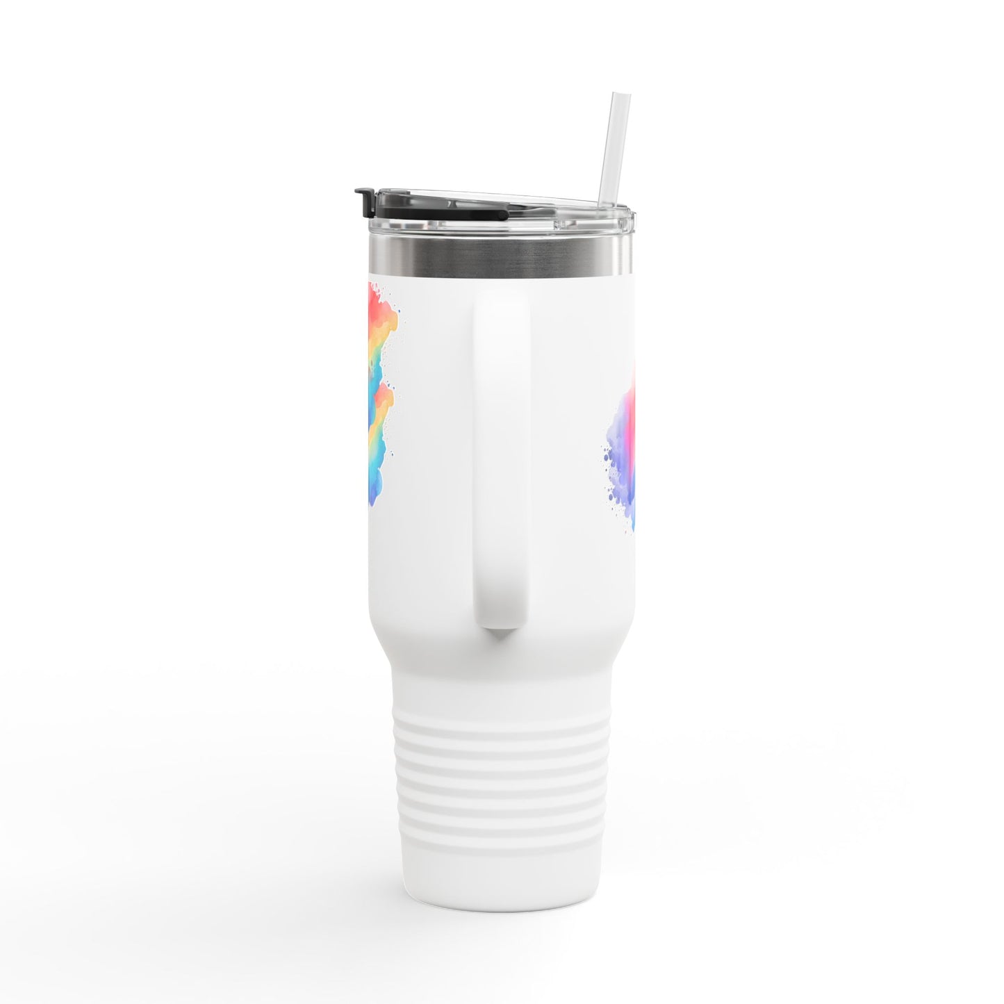 Vibrant Rainbow Insulated Travel Mug | 40oz Leakproof Drinkware for Road Trips, Gifts, Outdoor Adventures, Pride Events, Summer Outings