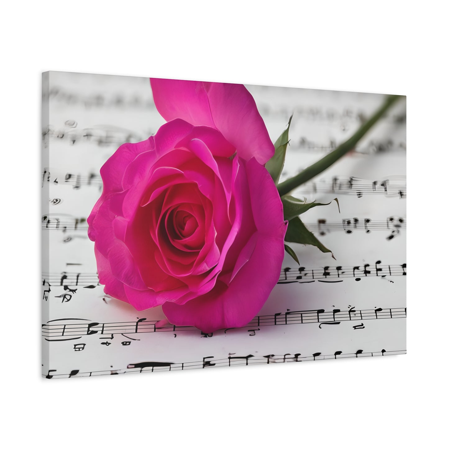 Stretched Canvas Art Print, Classic Rose on Sheet Music, Floral Wall Decor, Home Decoration, Gift for Music Lovers