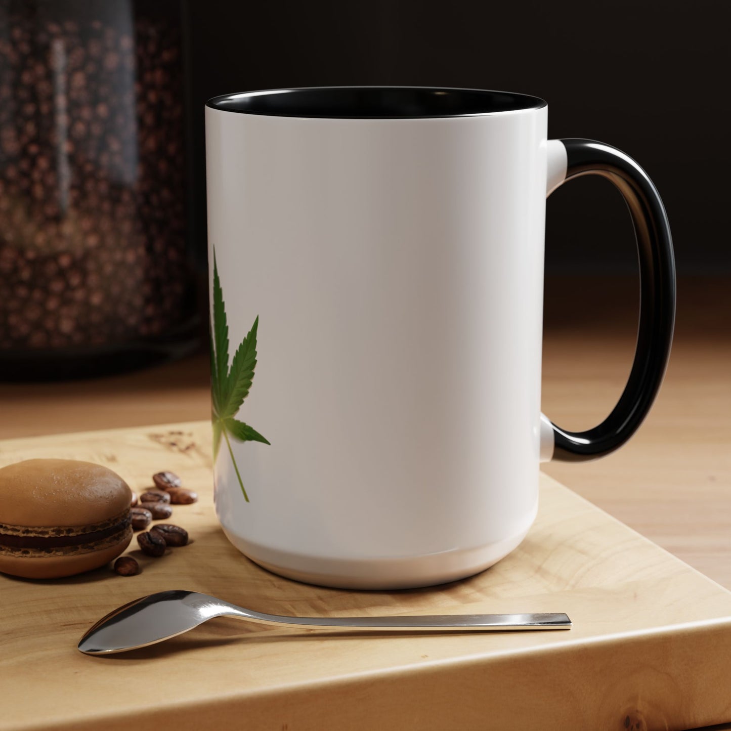 Marijuana Leaf Accent Coffee Mug | Cannabis Lover's Gift, Unique Coffee Cup, Pothead Mug, Stoner Gift Idea, Greenery Decor