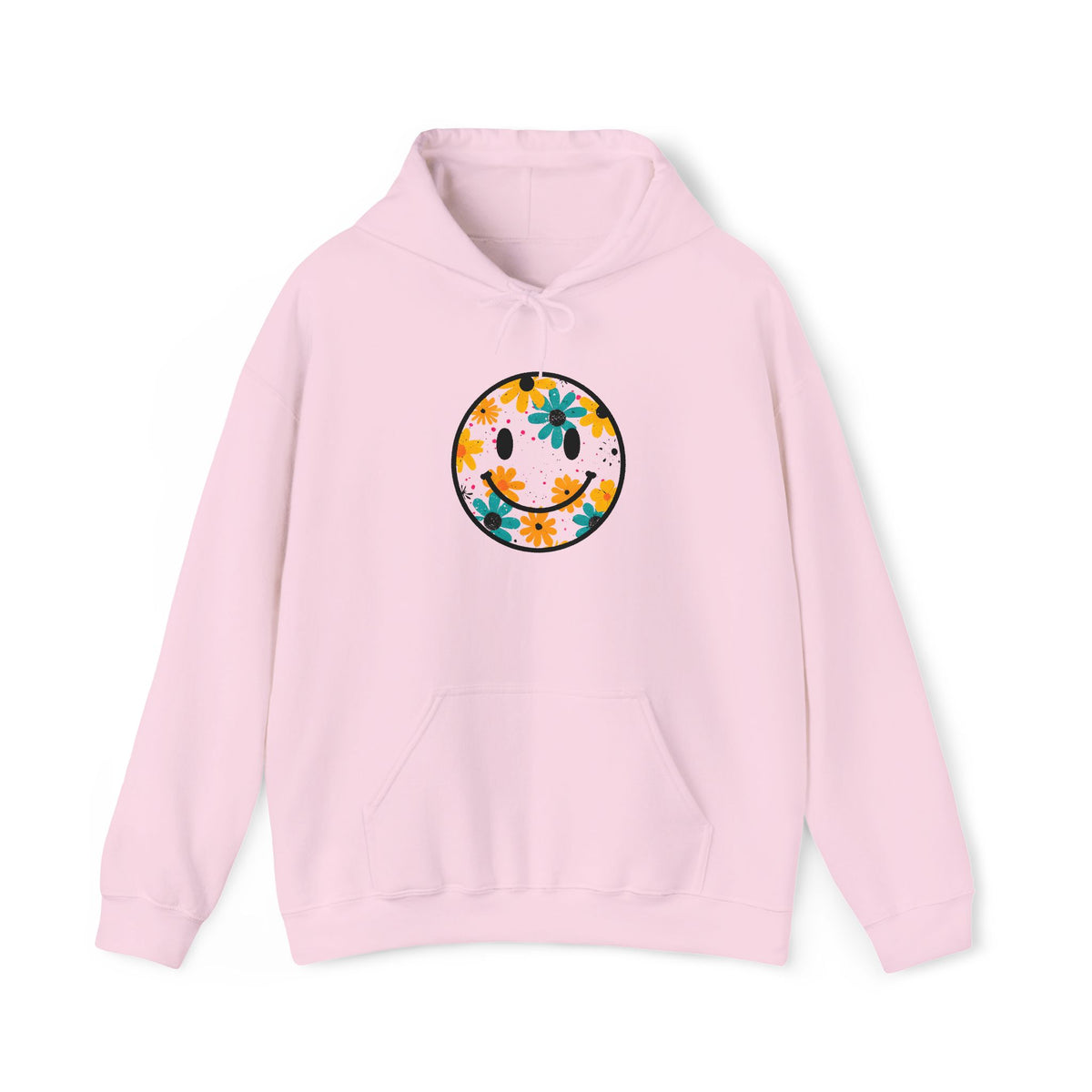 Floral Smiley Hoodie — Retro Daisy Smile Graphic Hoodie