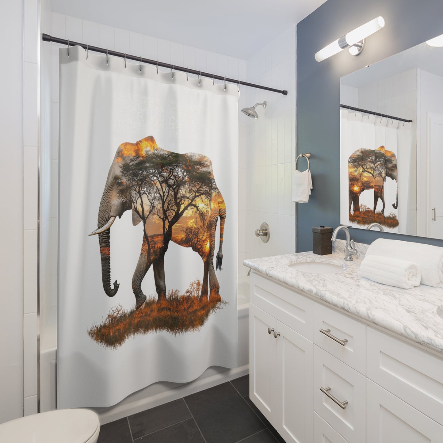Majestic Elephant Shower Curtain | Nature-Inspired Bathroom Decor, Wildlife Art, Eco-Friendly Home, Gift for Animal Lovers