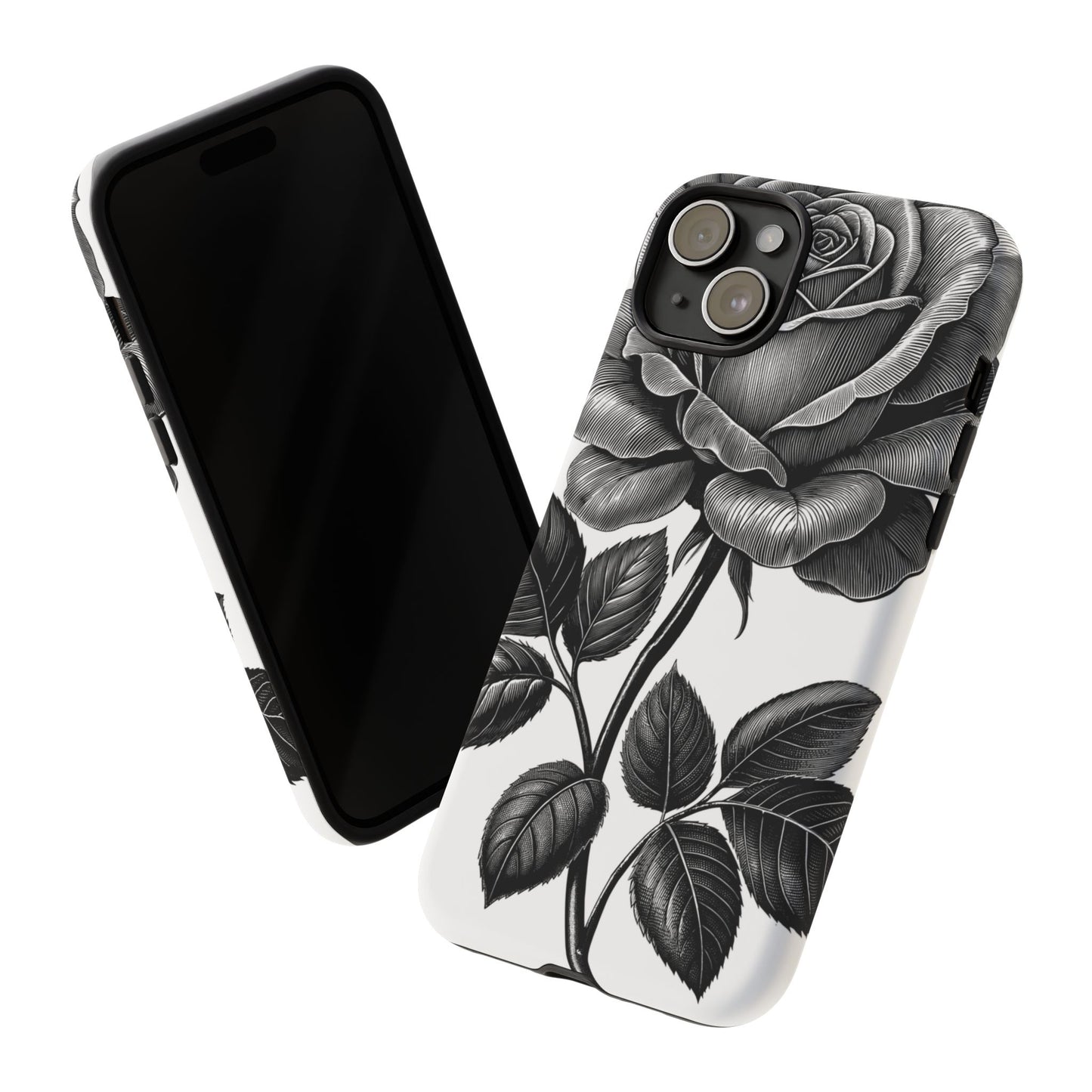 Elegant Floral Phone Case - Tough Cases, Black Rose Design, Floral Phone Cover, Stylish Phone Accessory, Gift for Her, Mother's Day
