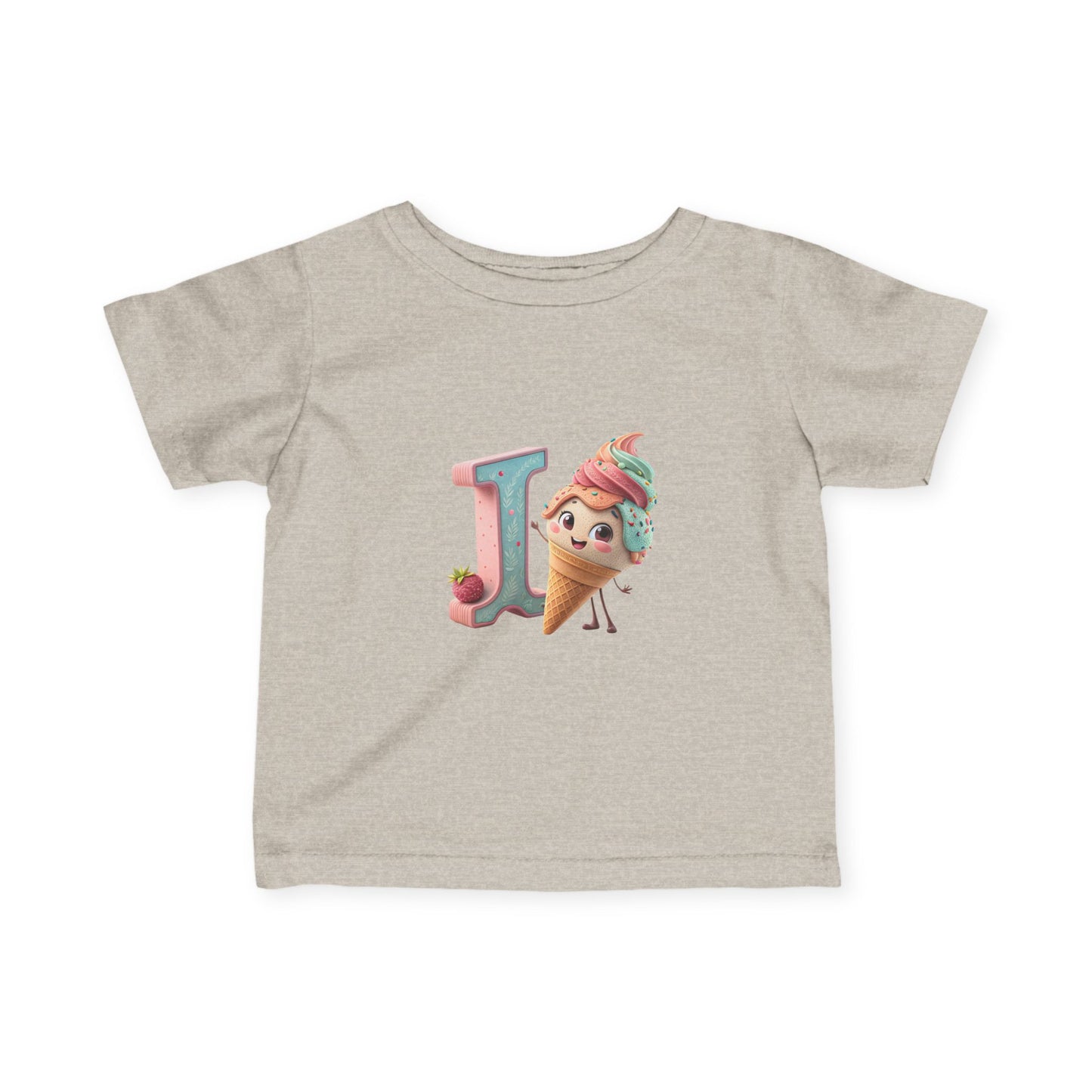 Ice Cream Letter J Infant Tee, Cute Baby Shirt, Kids Birthday Gift, Summer Outfit, Personalized Toddler Gift