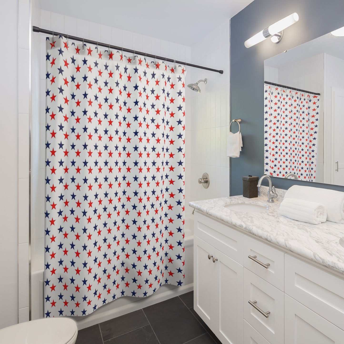 Shower Curtains stars red white and blue