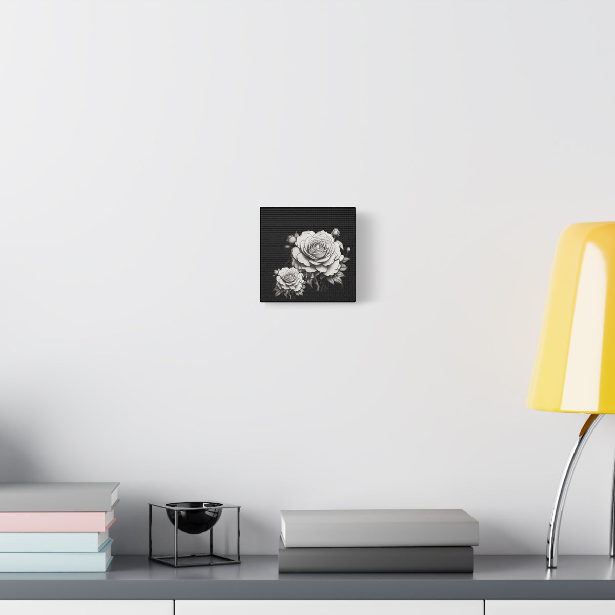 Monochrome Rose Canvas Print — Black & White Floral Wall Art