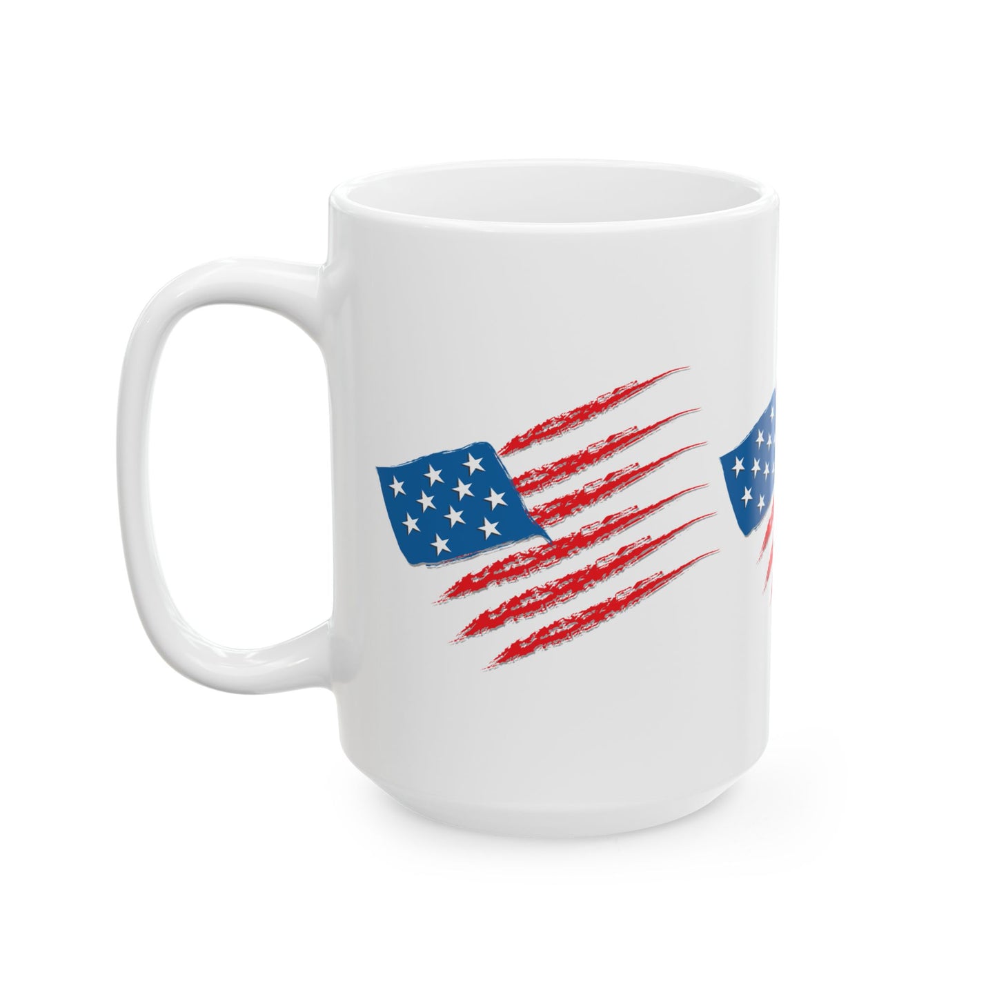 Patriotic Ceramic Mug - 11oz & 15oz - Ideal for July 4th, Memorial Day, Veteran's Day, Gifts for Veterans, Americana Decor