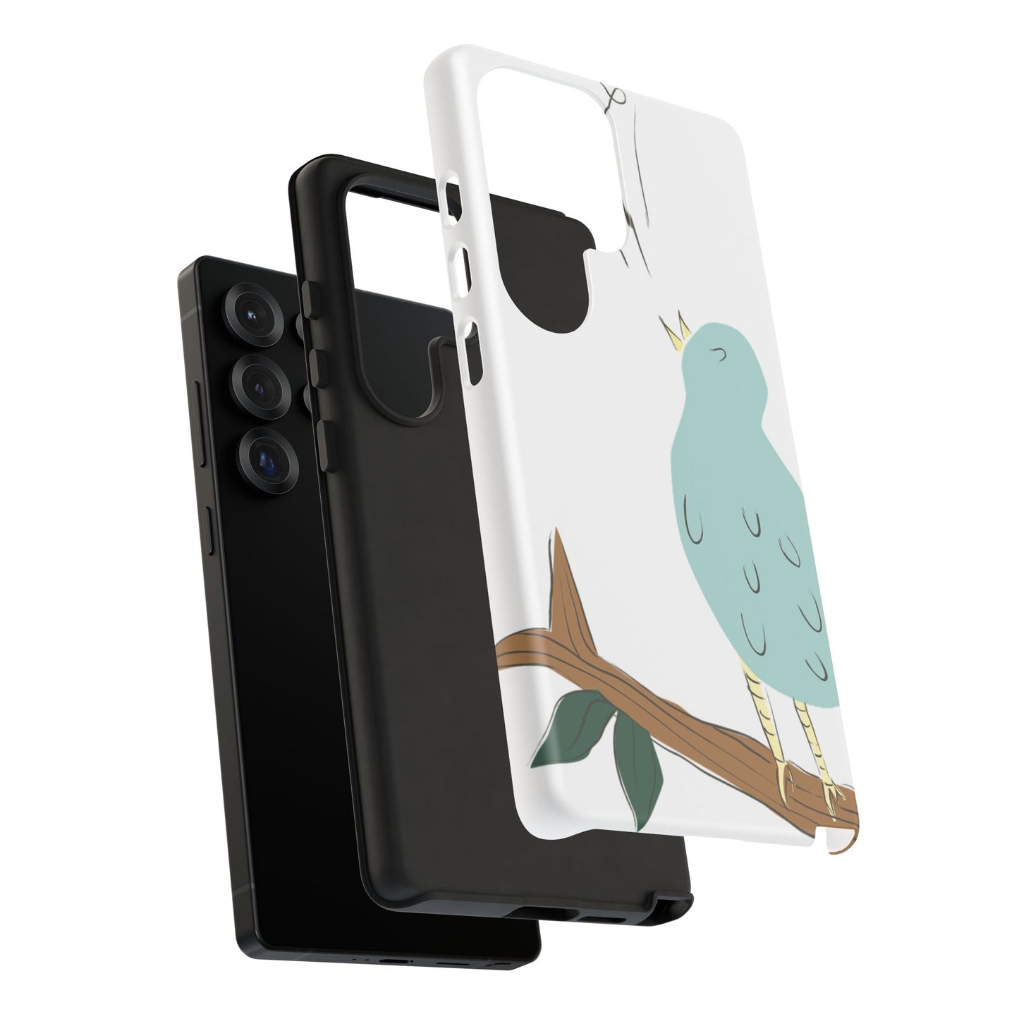 Birdsong Phone Case — Cute Blue Bird on Branch Protective Case