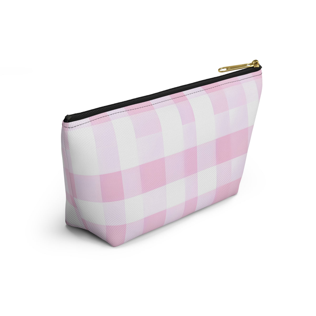 Pink Gingham Accessory Pouch — T‑Bottom Makeup & Toiletry Bag