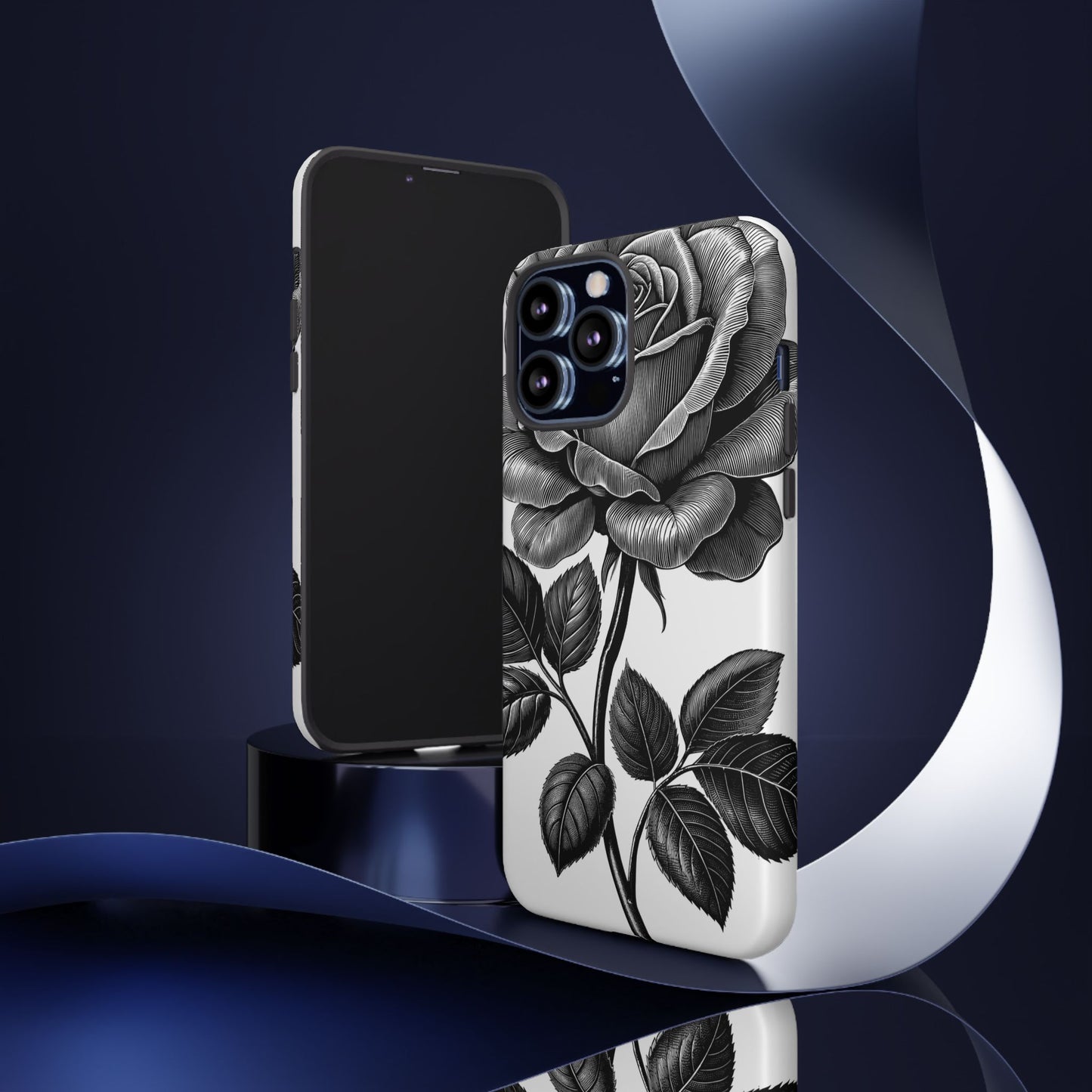 Elegant Floral Phone Case - Tough Cases, Black Rose Design, Floral Phone Cover, Stylish Phone Accessory, Gift for Her, Mother's Day