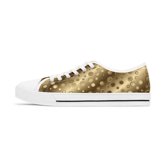 Gold Metallic Pattern Women's Low Top Sneakers