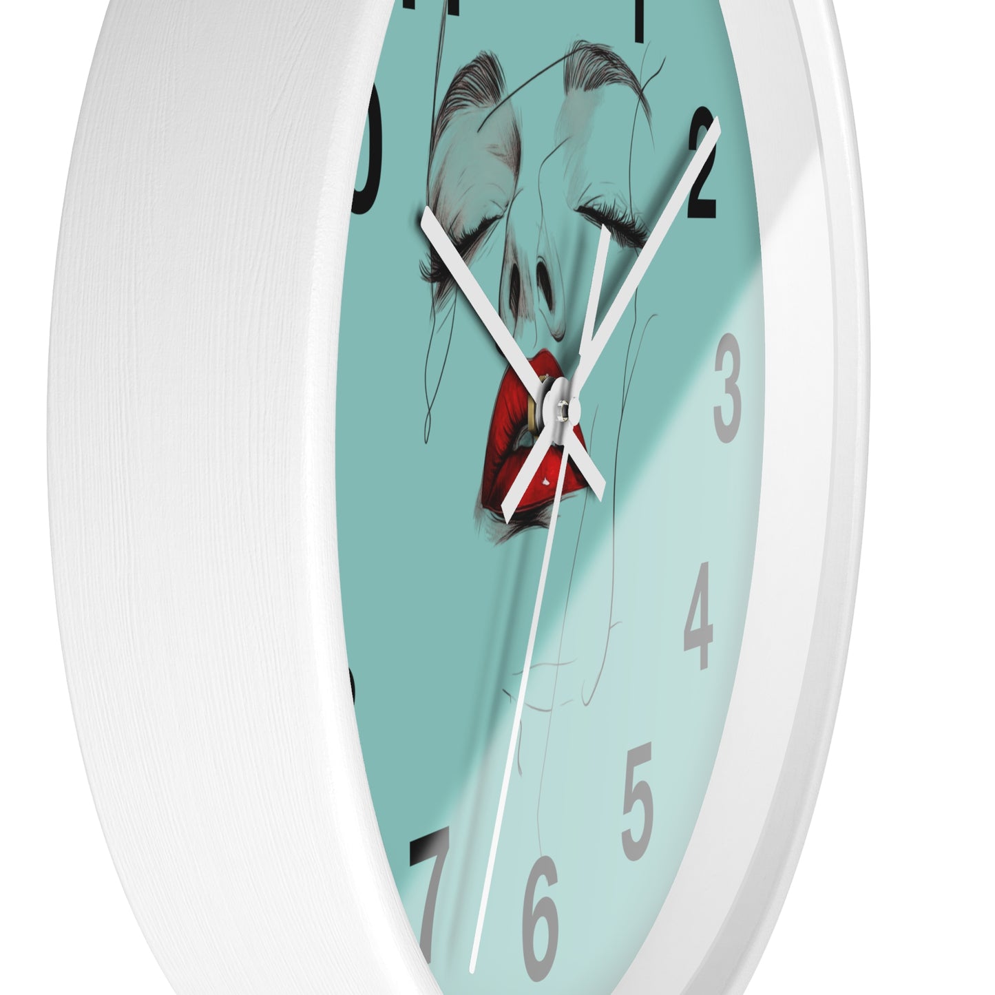 Modern Art Wall Clock - Abstract Lips Design, Home Decor, Gift for Her, Unique Wall Decor, Feminine Artwork, Stylish Timepiece