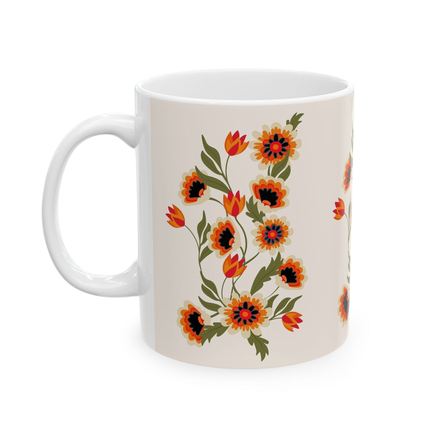 Floral Patterned Ceramic Mug - Cozy Gift for Garden Lovers, Coffee Lovers, Home Decor, Mother's Day, Birthdays