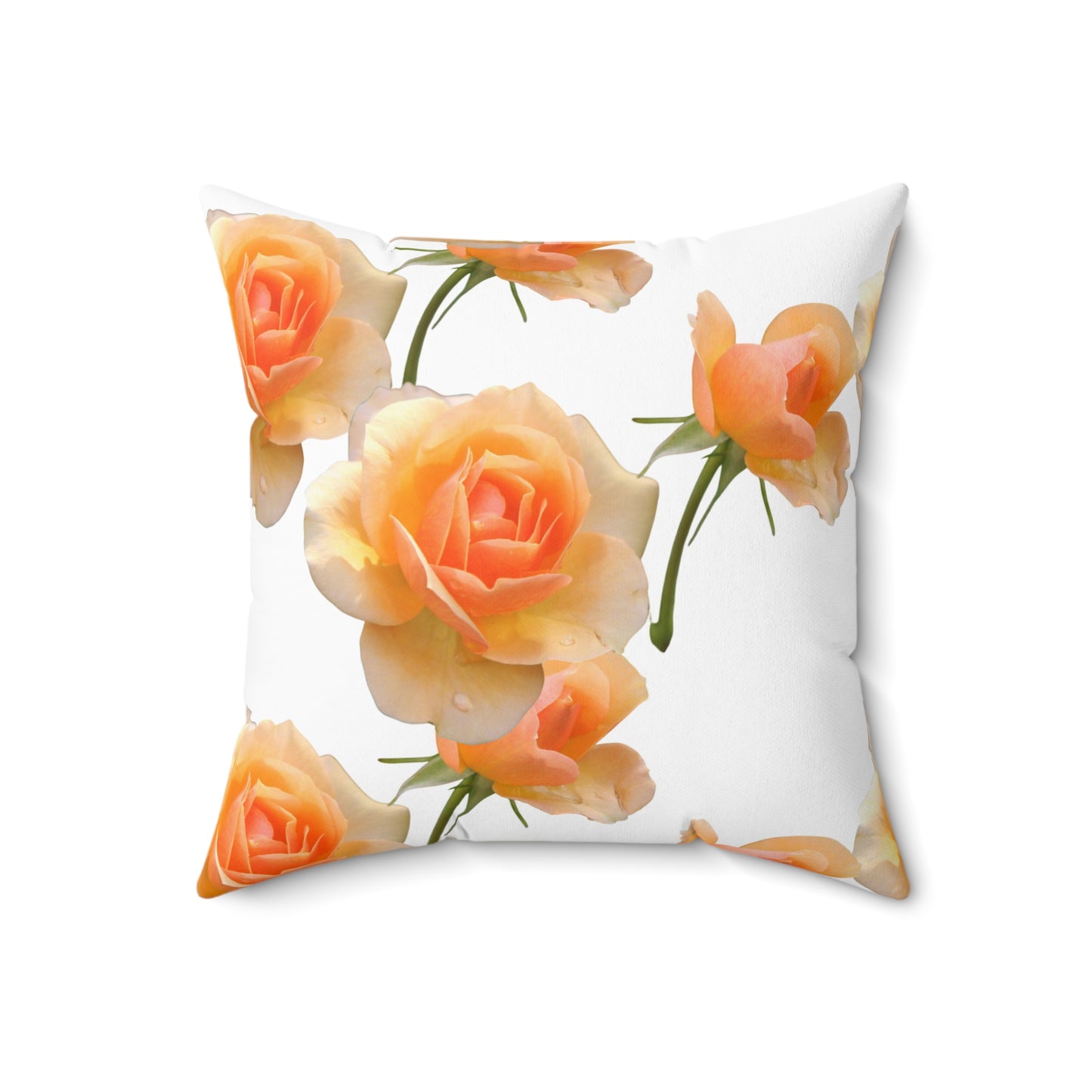 Floral Square Pillow with Peach Roses
