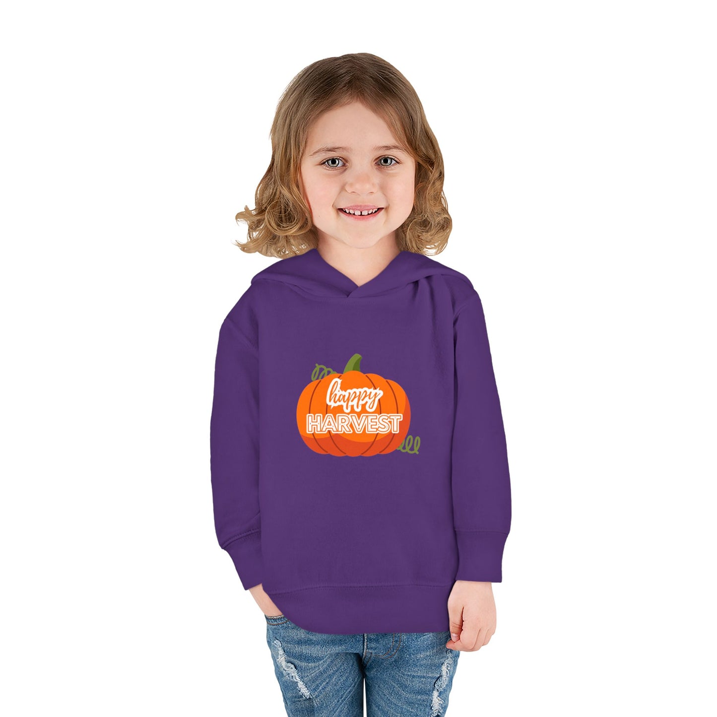 Toddler Happy Harvest Pullover Hoodie, Fall Kids Sweatshirt, Pumpkin Hoodie, Thanksgiving Gift, Cozy Autumn Wear