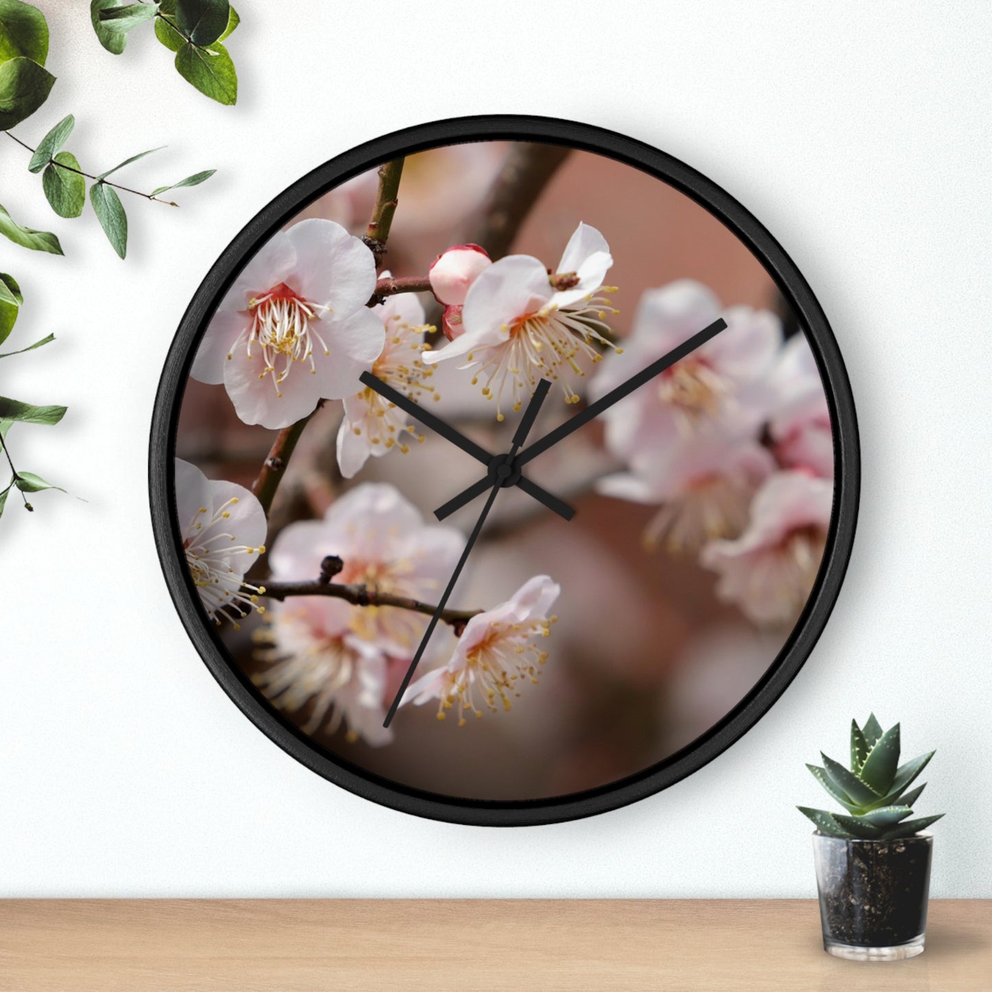 Elegant Floral Wall Clock, Spring Decor, Home Office Accessory