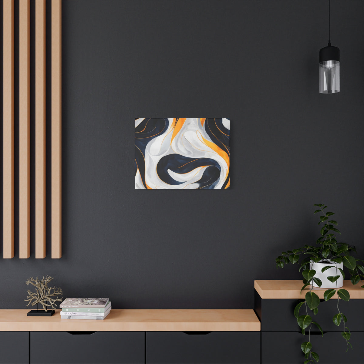 Abstract Navy & Gold Swirl Matte Canvas Wall Art