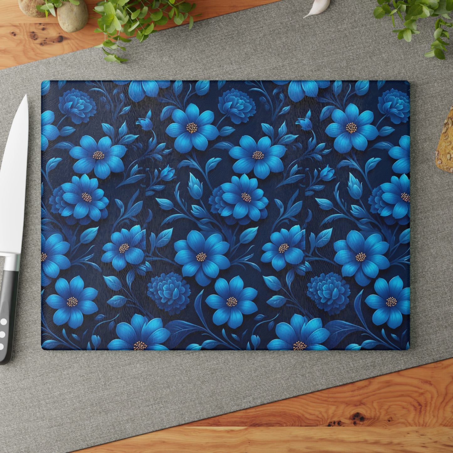 Floral Glass Cutting Board - Kitchen Decor, Gift for Home Chef, Mother's Day, Wedding Present, Cooking Accessories
