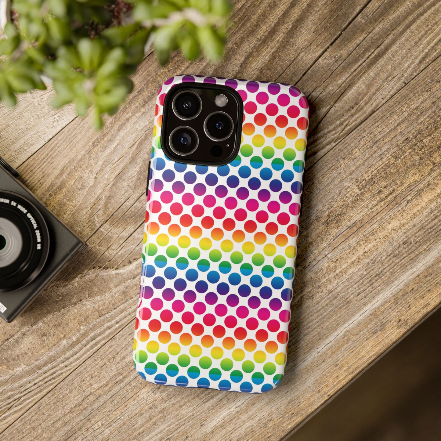 Rainbow Dot Phone Case, Colorful Phone Cover, Fun Phone Accessory, Gift for Friends, Trendy Mobile Case