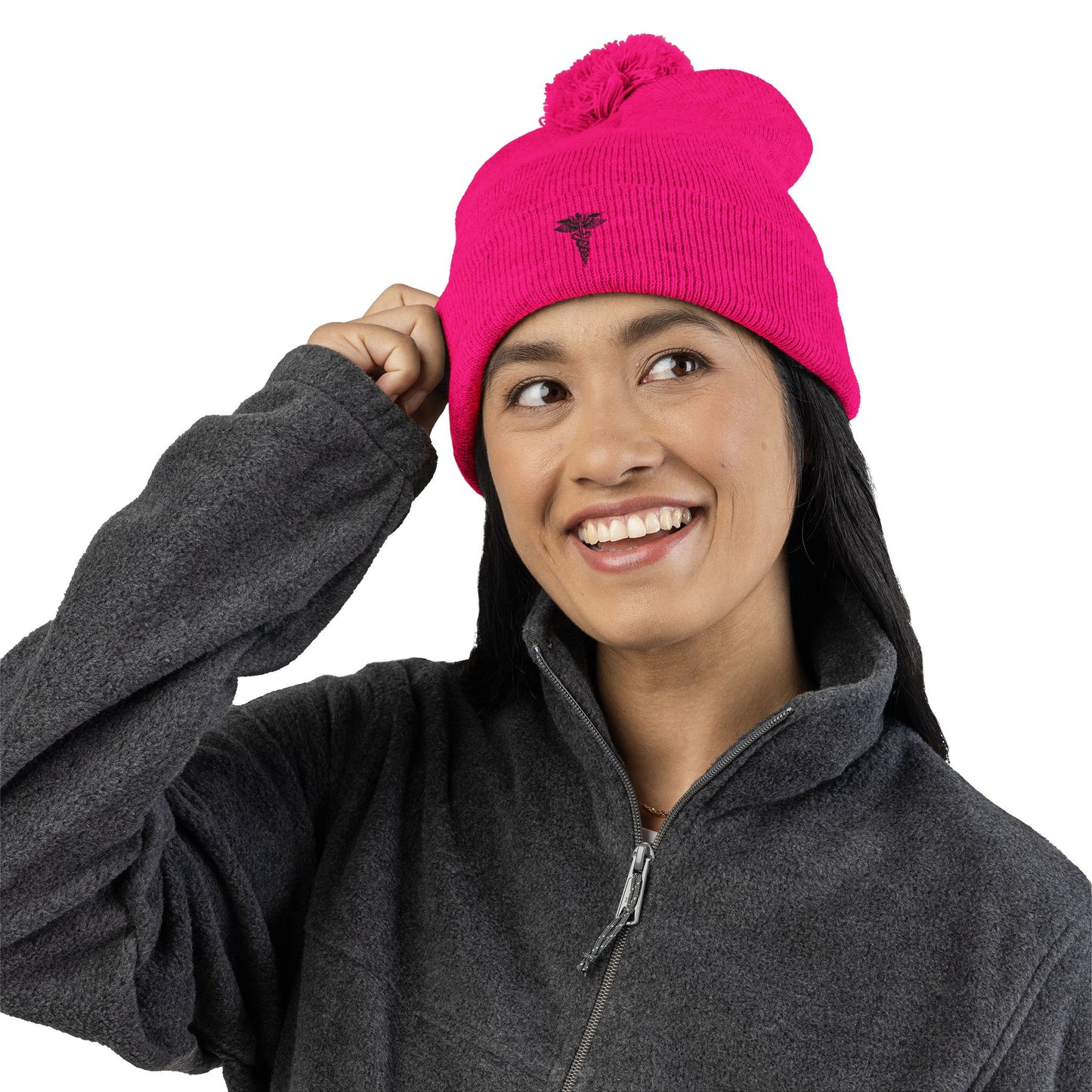 Cozy Pom-Pom Knit Cap, Winter Beanie, Embroidered Hat, Gift for Him/Her, Stylish Knitwear, Cold Weather Accessory