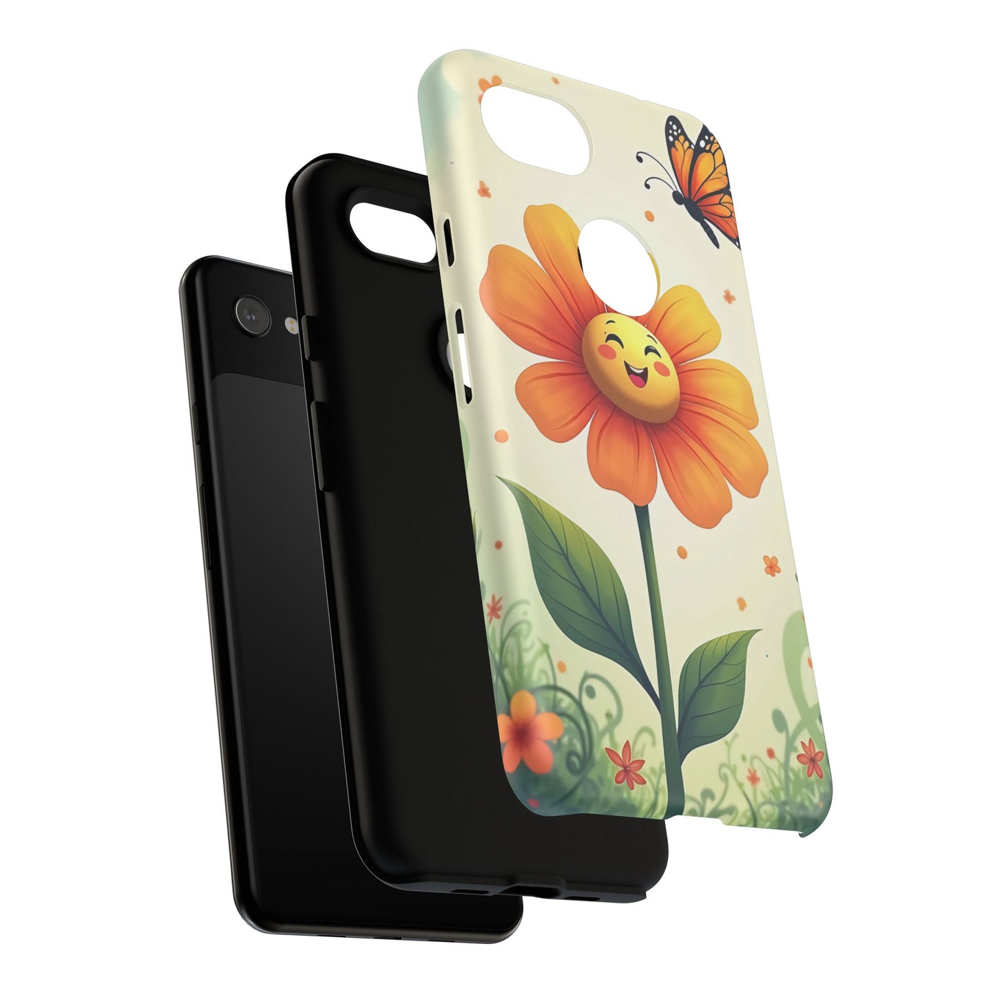 Floral Phone Case with Butterfly Design, Cute Flower Phone Cover for Nature Lovers, Eco-Friendly Gift, Spring Vibes, Birthday Present