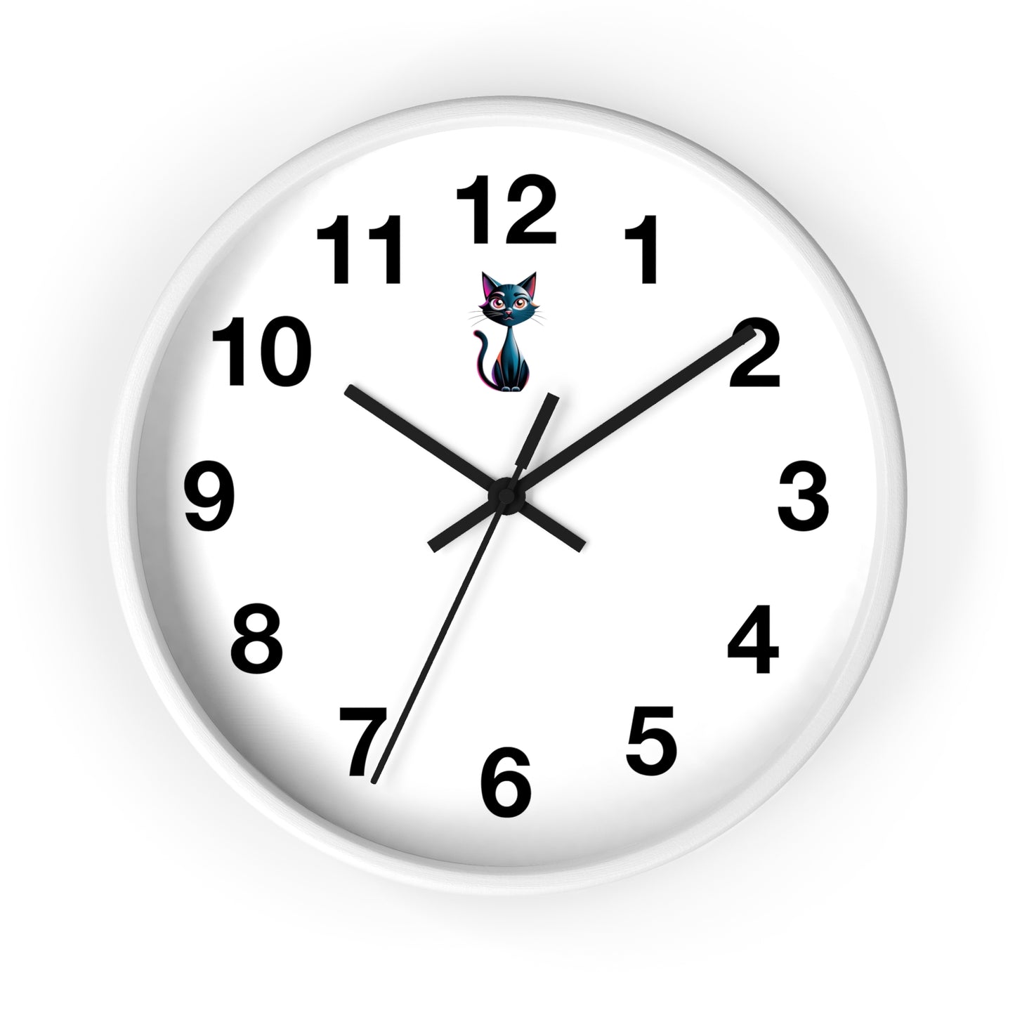 Cute Cat Wall Clock, Feline Decor, Home Office, Gift for Cat Lovers, Adorable Wall Art