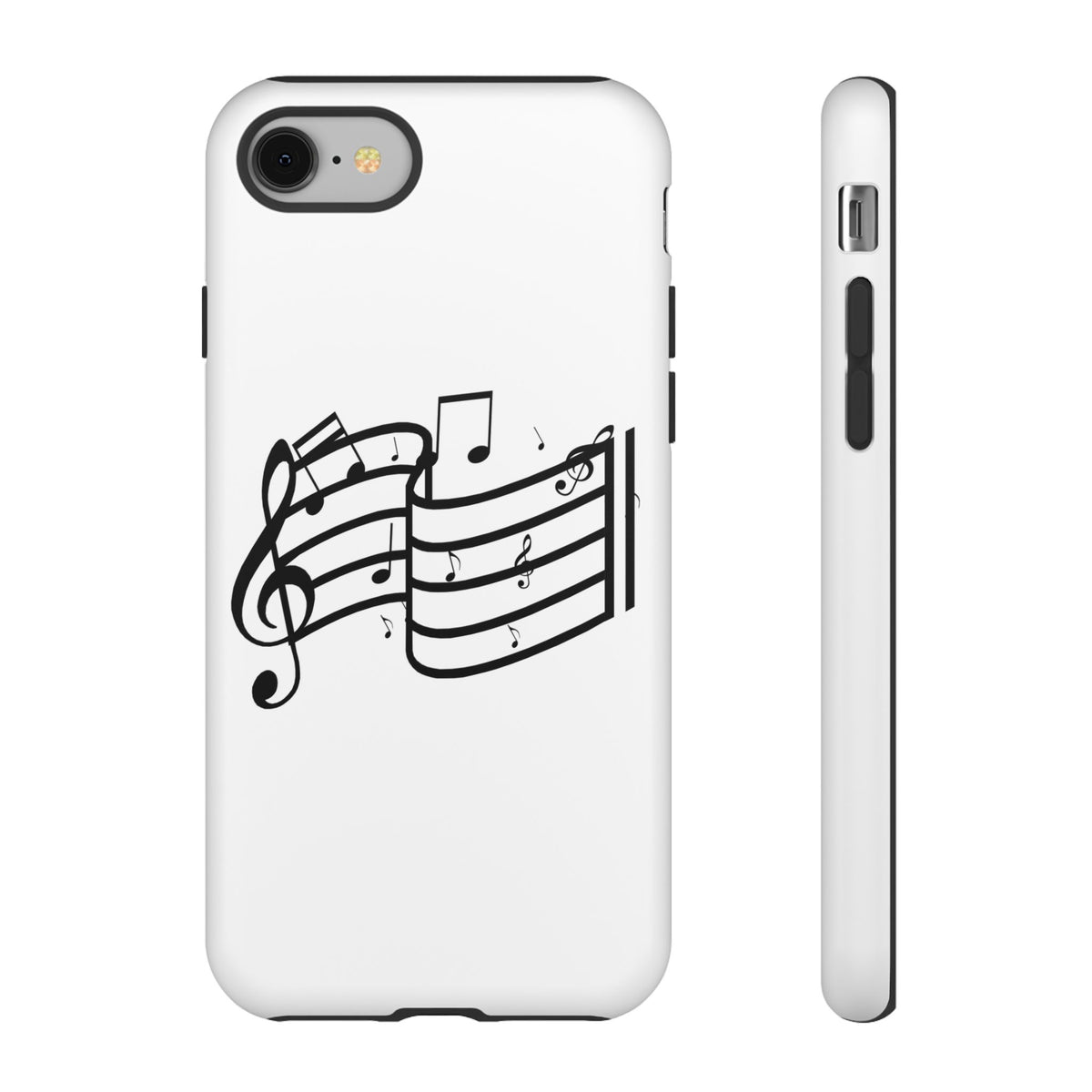 Musical Notes Phone Case — Black Treble Clef Music Staff Tough Case