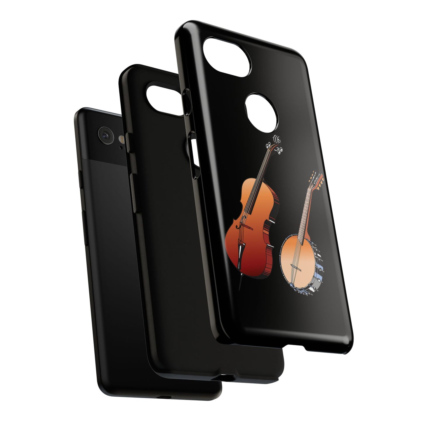 Musical Instrument Phone Case - Violin & Banjo Design, Music Lover Gift, Unique Phone Cover, Holiday Gift, Durable Tough Cases