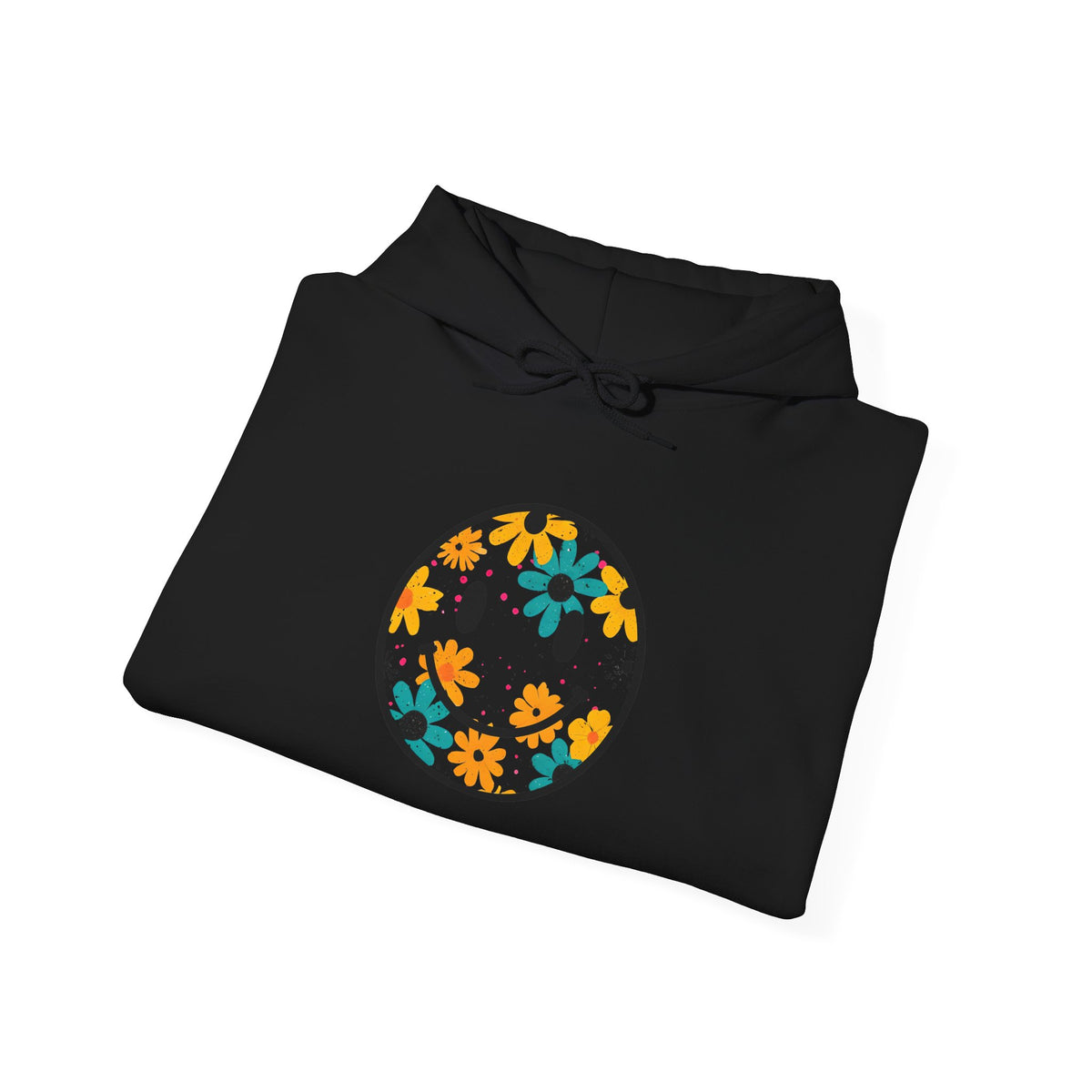 Floral Smiley Hoodie — Retro Daisy Smile Graphic Hoodie