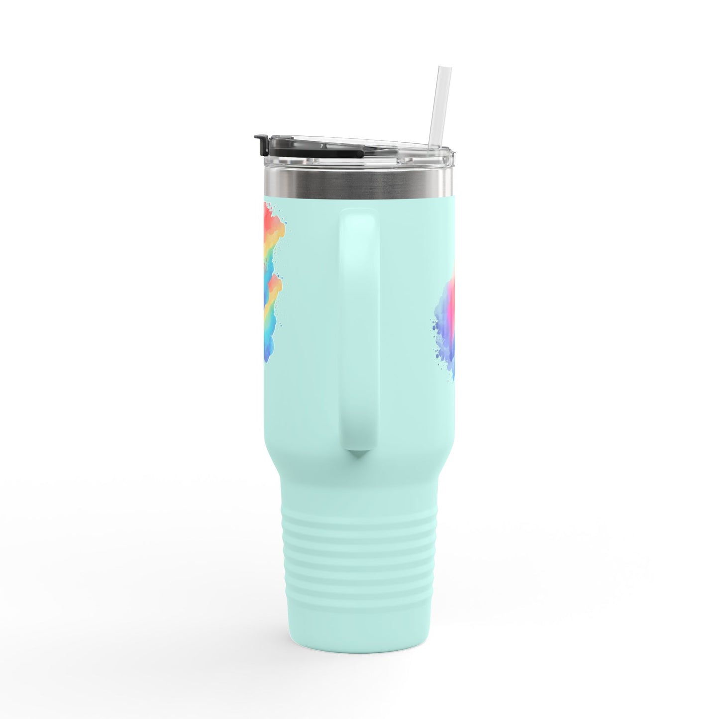 Vibrant Rainbow Insulated Travel Mug | 40oz Leakproof Drinkware for Road Trips, Gifts, Outdoor Adventures, Pride Events, Summer Outings