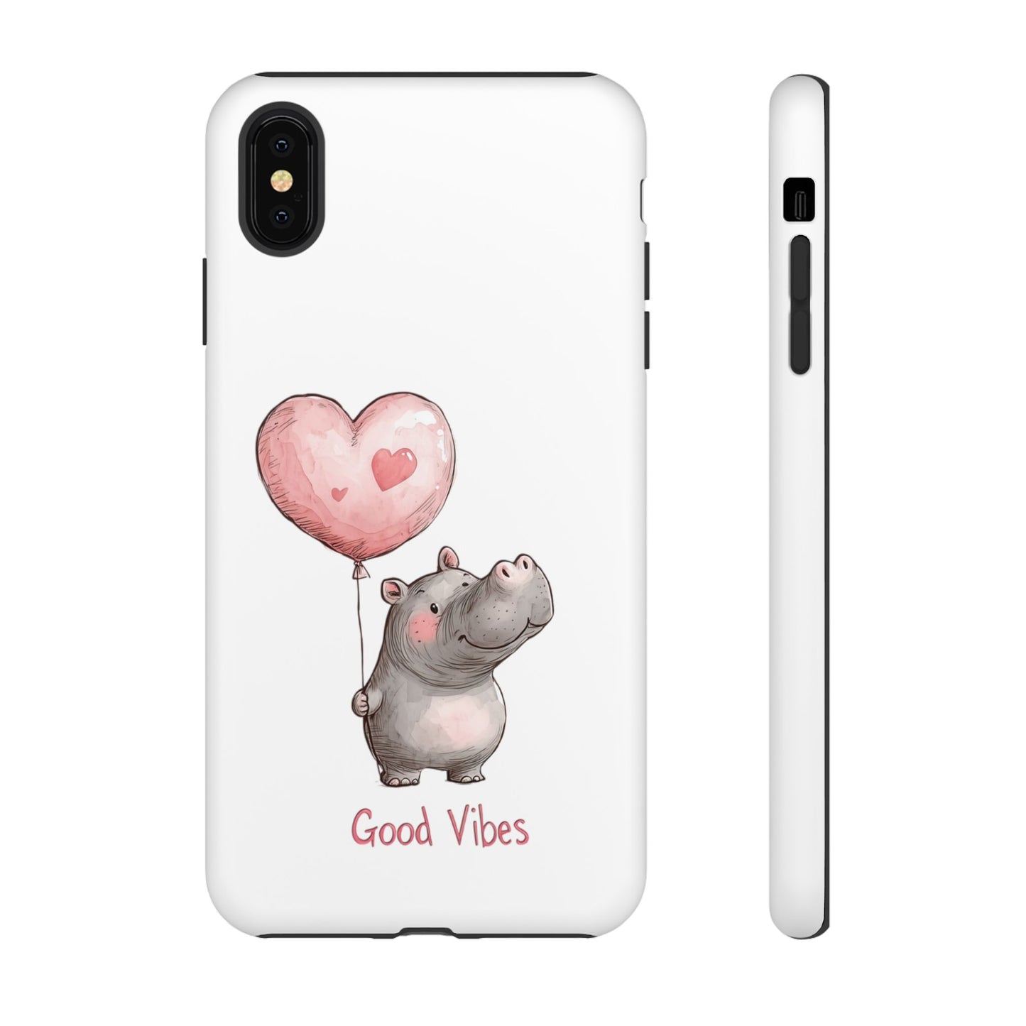 Cute Hippo Phone Case - Good Vibes Design, Animal Lover Gift, Fun Accessory, Birthday Present, Phone Accessories