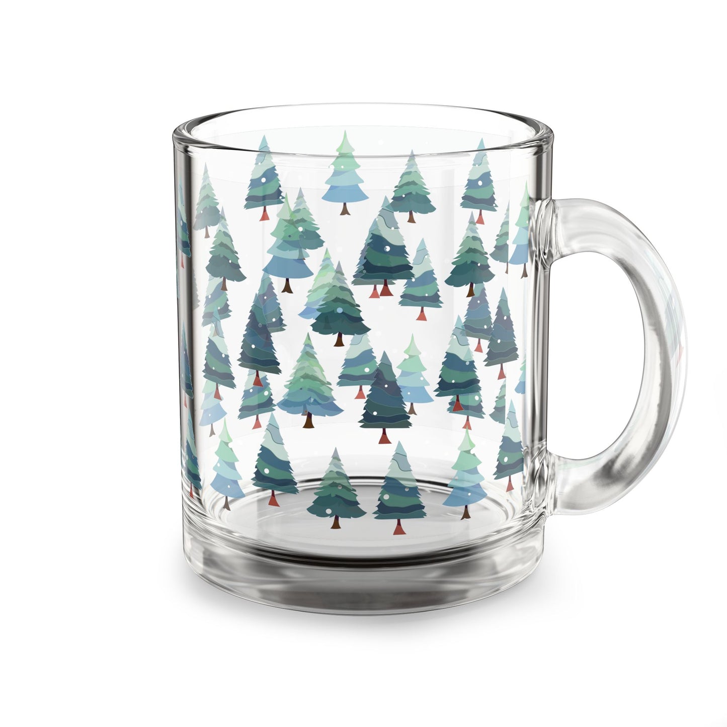 Festive Christmas Tree Glass Mug - Holiday Beverage Cup, Winter Gift, Coaster Companion, Hot Cocoa Mug, Seasonal Drinkware