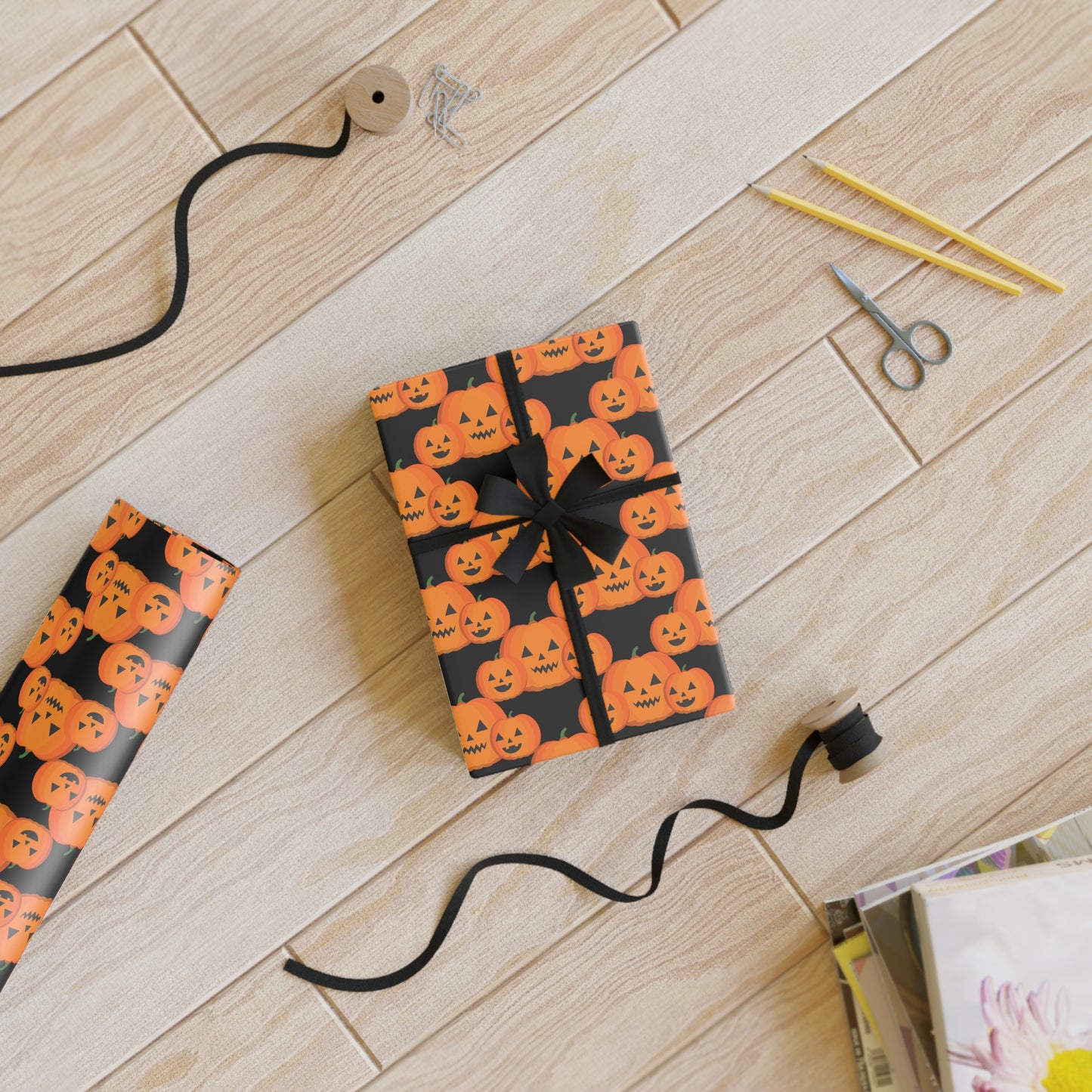 Halloween Gift Wrapping Paper Roll, Festive Pumpkin Design for Halloween, Holiday Gift Wrap, Fall Celebrations, Cute Pumpkin Wrap