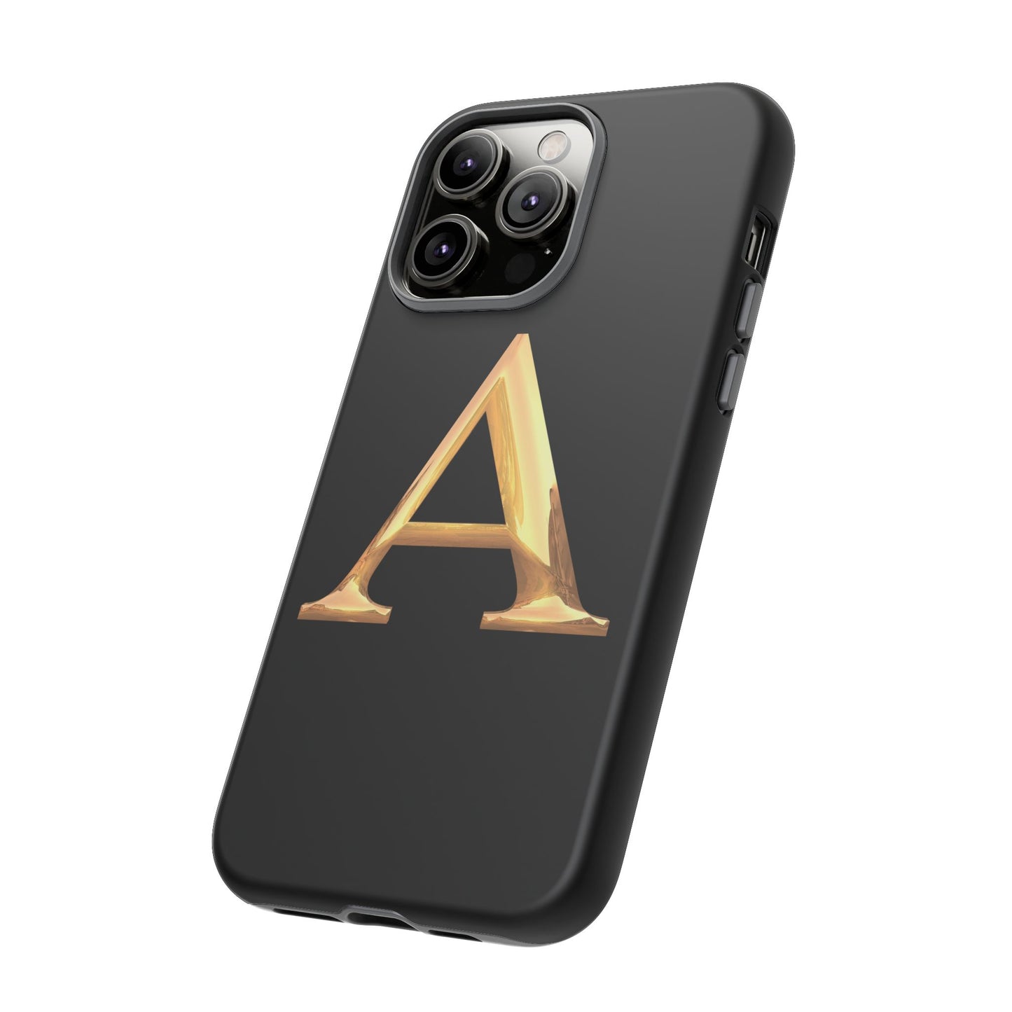 Custom Phone Case with Gold Letter A, Monogrammed Gift, Tough Protective Case, Personalized Phone Accessory, Unique Phone Cover