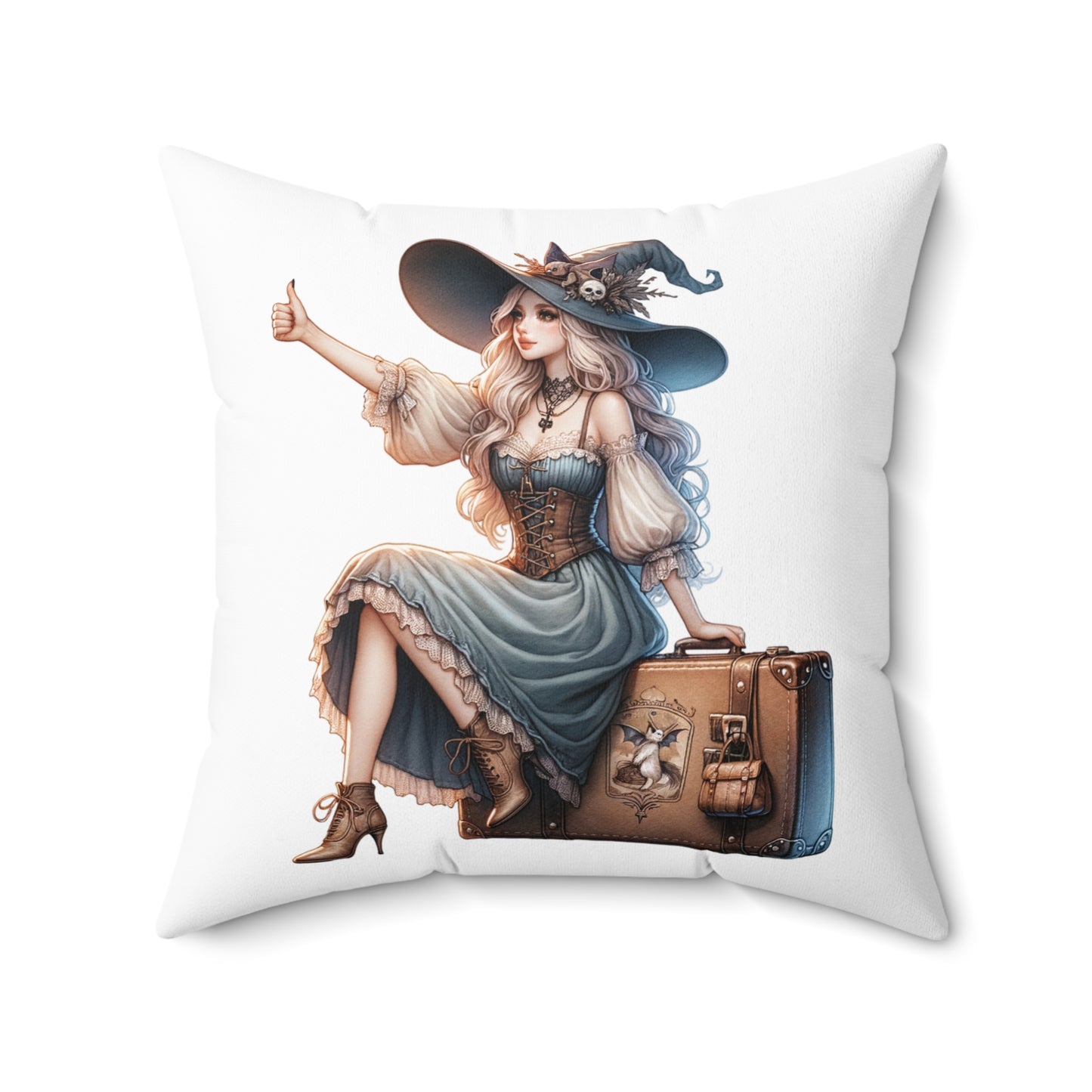 Whimsical Witch Decorative Pillow, Cozy Home Accent, Halloween Decor, Gift for Witch Lovers, Spooky Home Decor, Magic Pillow