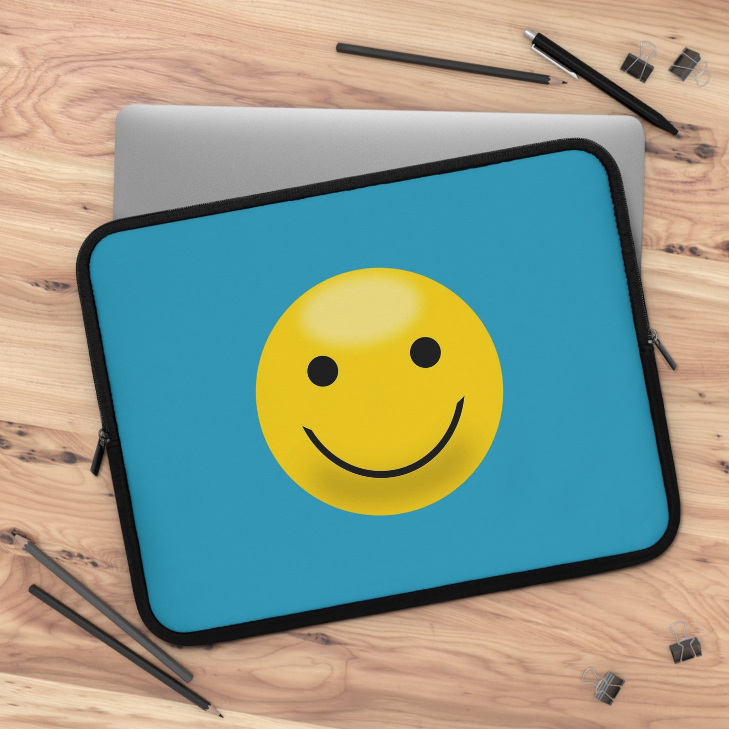Smiley Face Laptop Sleeve | Cute Laptop Case, Tech Accessory, Gift for Students, Personalized Tech Sleeve, Vibrant Laptop Cover