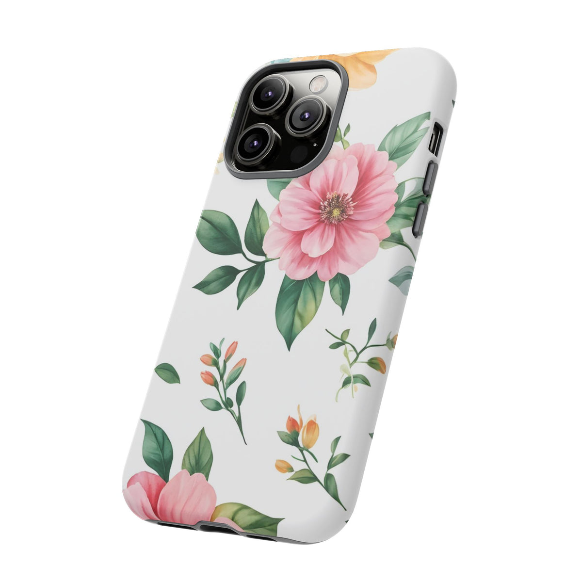 Floral Tough Phone Case — Pink Peony Protective Phone Cover