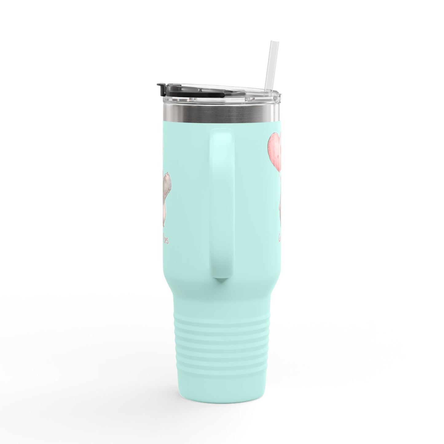 Cute Hippo Good Vibes Insulated Travel Mug | 40oz | Fun Drinkware | Perfect for Travel, Gifts, Picnic, or Daily Use
