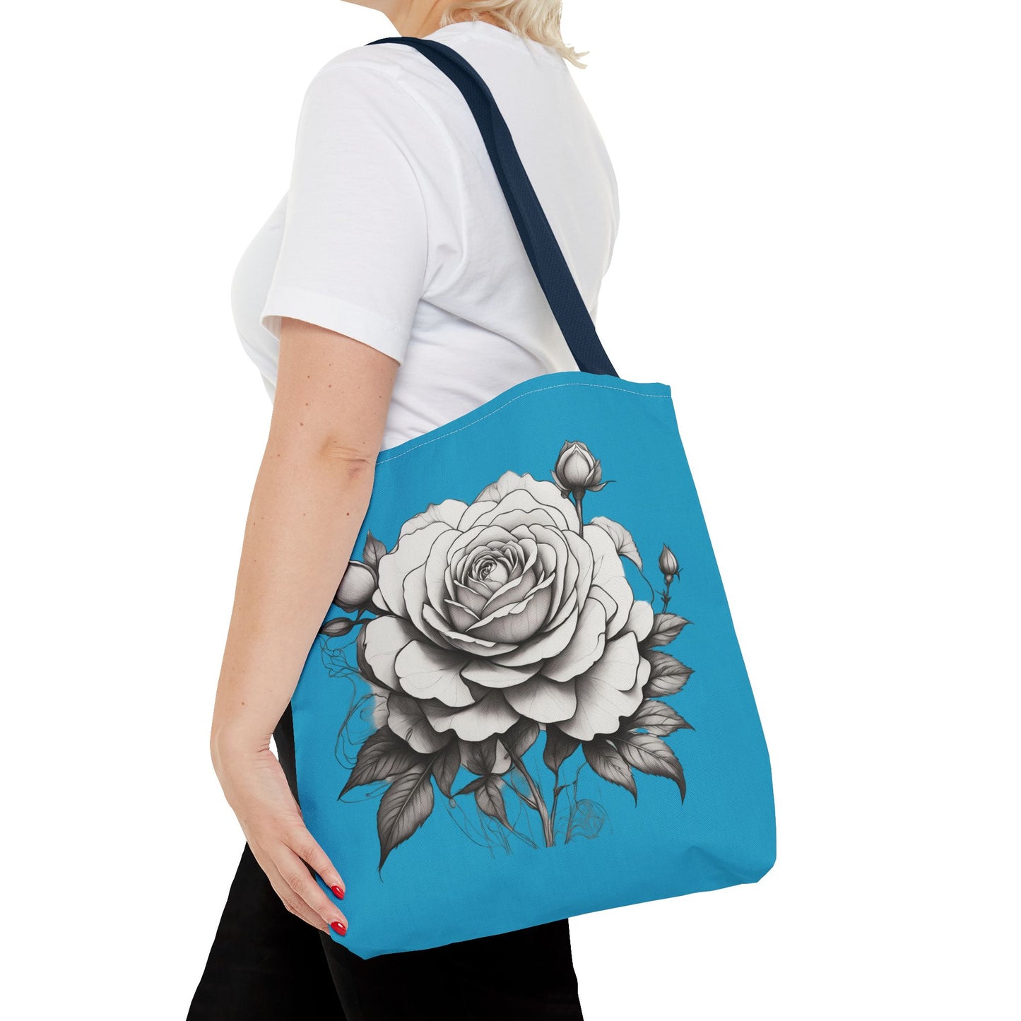 Elegant Floral Tote Bag with Roses, Chic Reusable Grocery Bag, Perfect Gift for Her, Stylish Handbag, Everyday Essentials