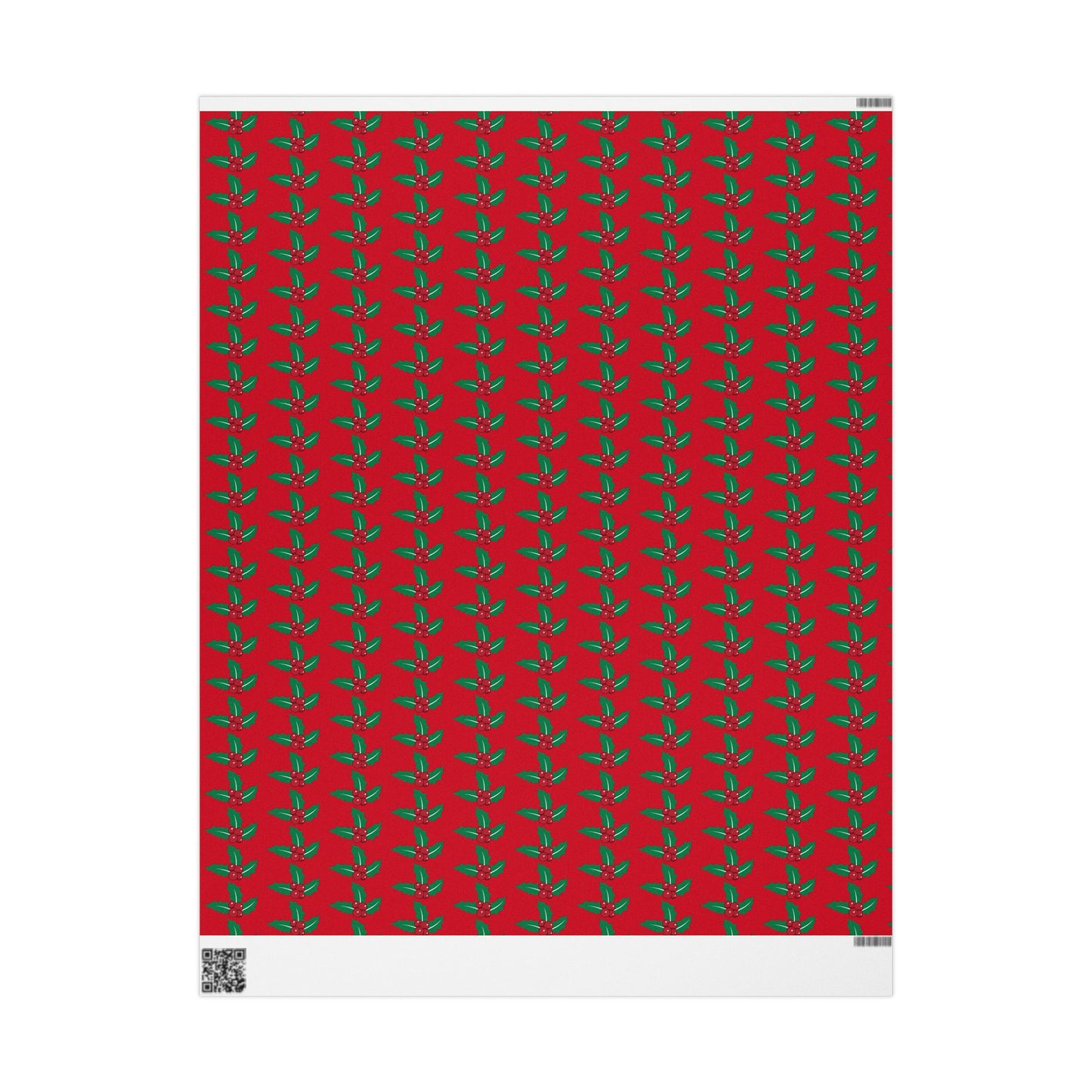 Festive Wrapping Paper Roll | Holiday Gift Wrap | Christmas Gift Wrap | Red Holly Design | Eco-Friendly Gift Wrap