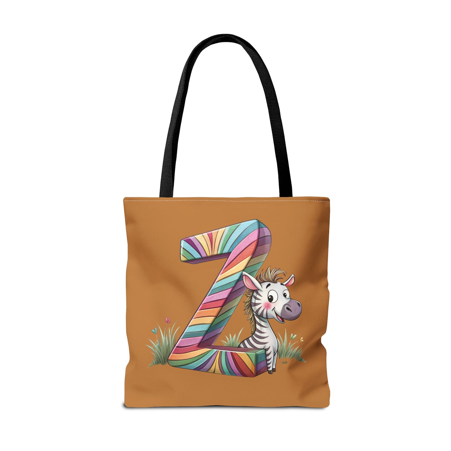 Colorful Zebra Initial Tote Bag, Kids' Backpack, Fun Reusable Shopping Bag, Cute Gift for Animal Lovers, Eco-Friendly, Alphabet Design